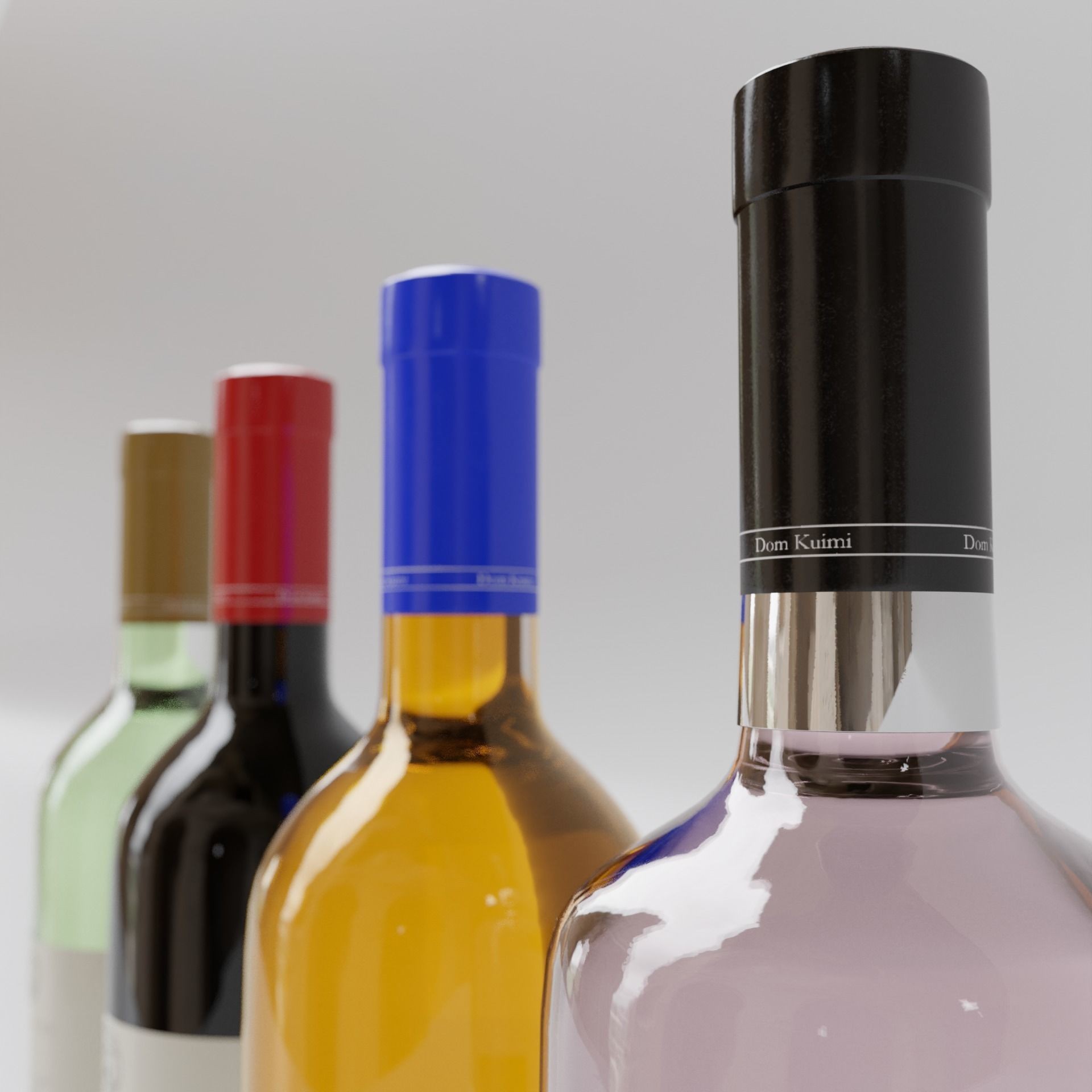 Wine Bottles 3D Model – PBR Glassware Pack with Blender, FBX, OBJ Formats - View 9