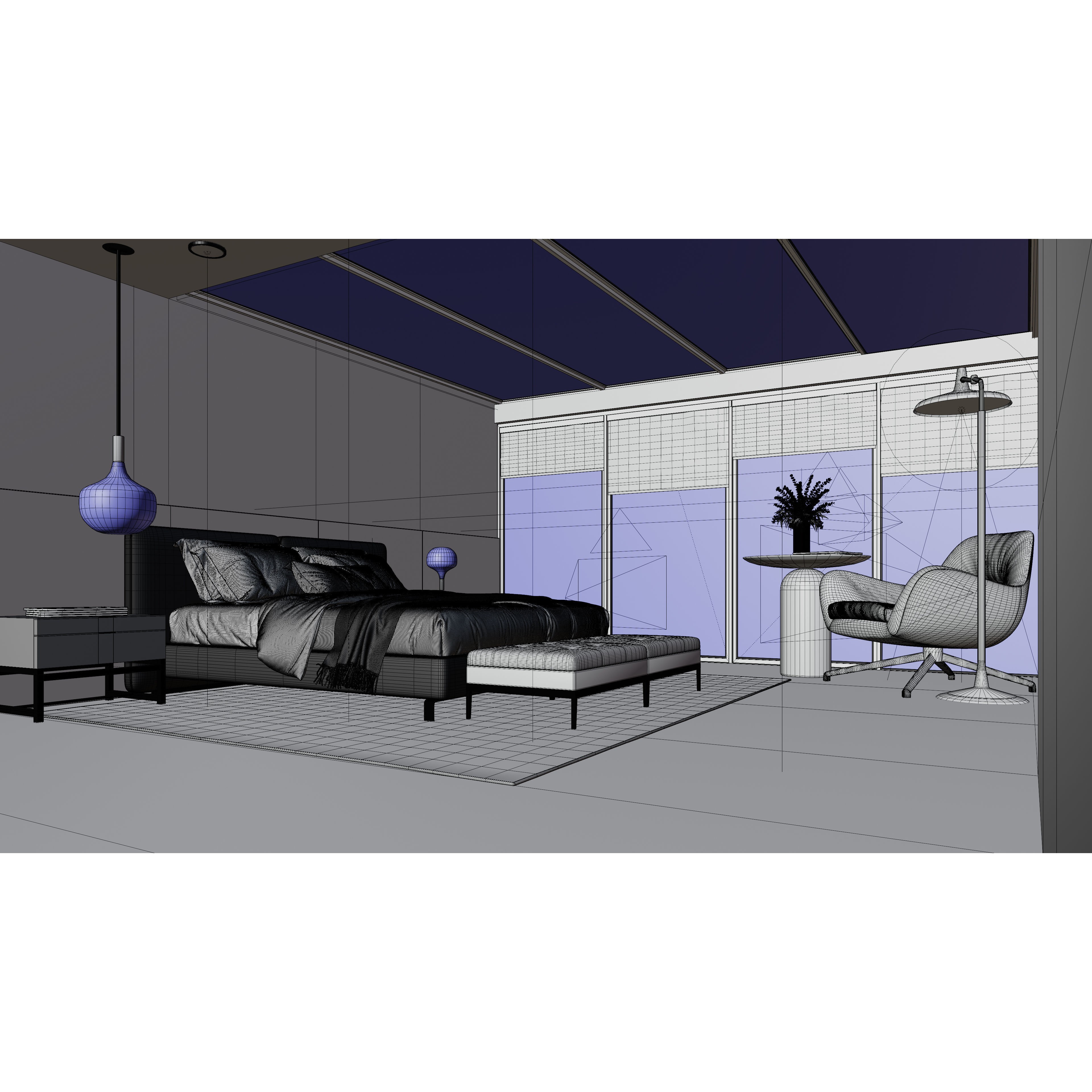 Photorealistic Bedroom - Optimized Interior 3D Model