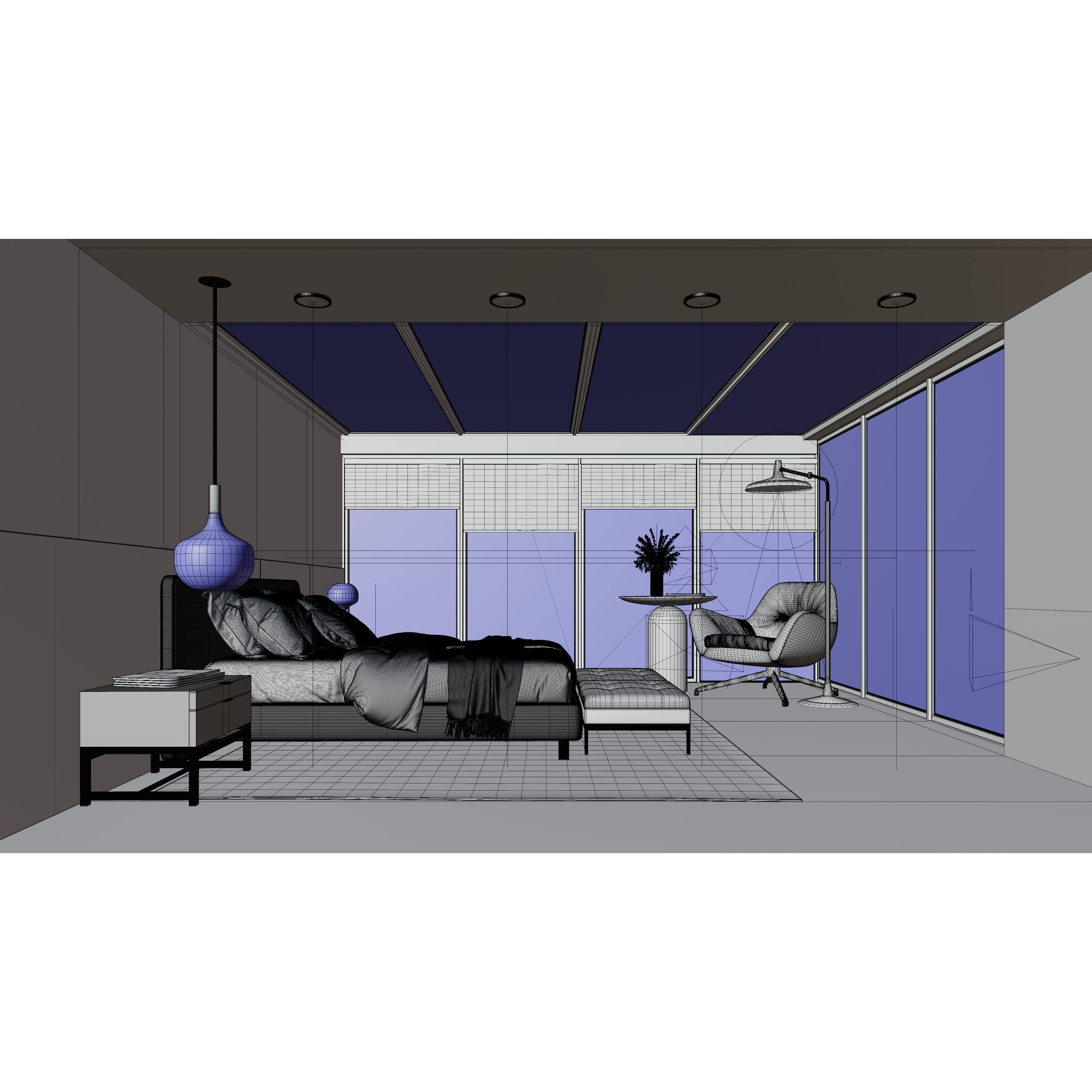 Photorealistic Bedroom - Optimized Interior 3D Model - View 7