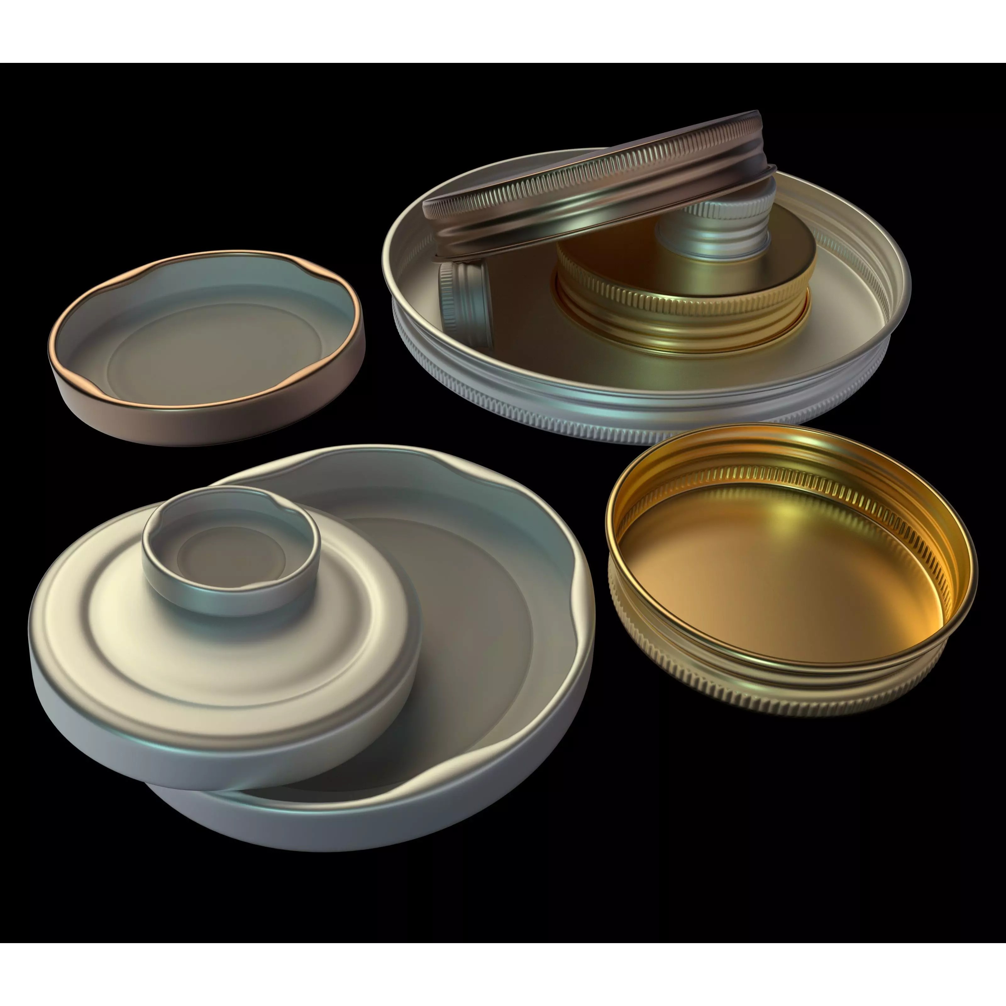 Bottle Caps 3D Model – Realistic Kitchenware Asset, FBX & OBJ - View 2