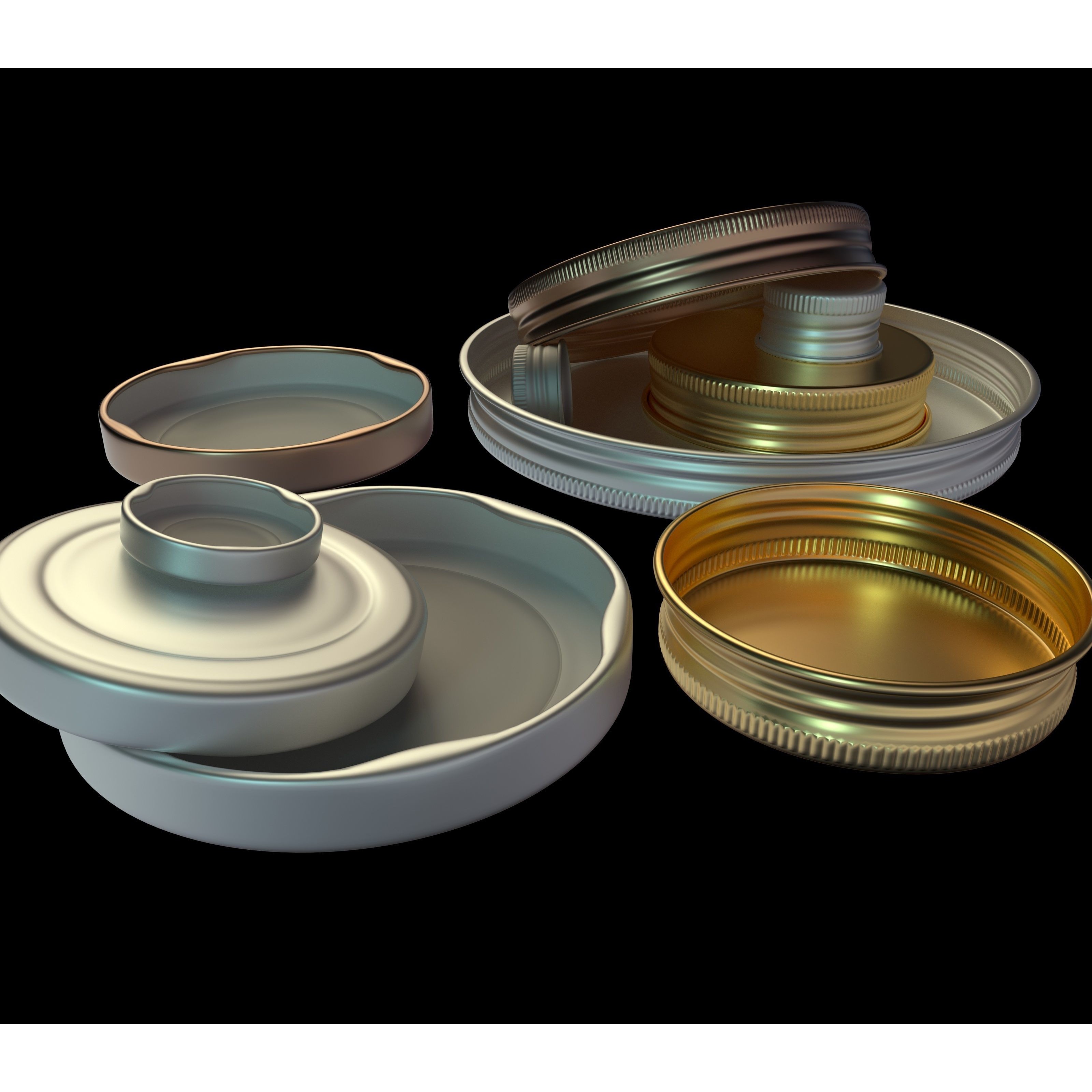 Bottle Caps 3D Model – Realistic Kitchenware Asset, FBX & OBJ - View 3