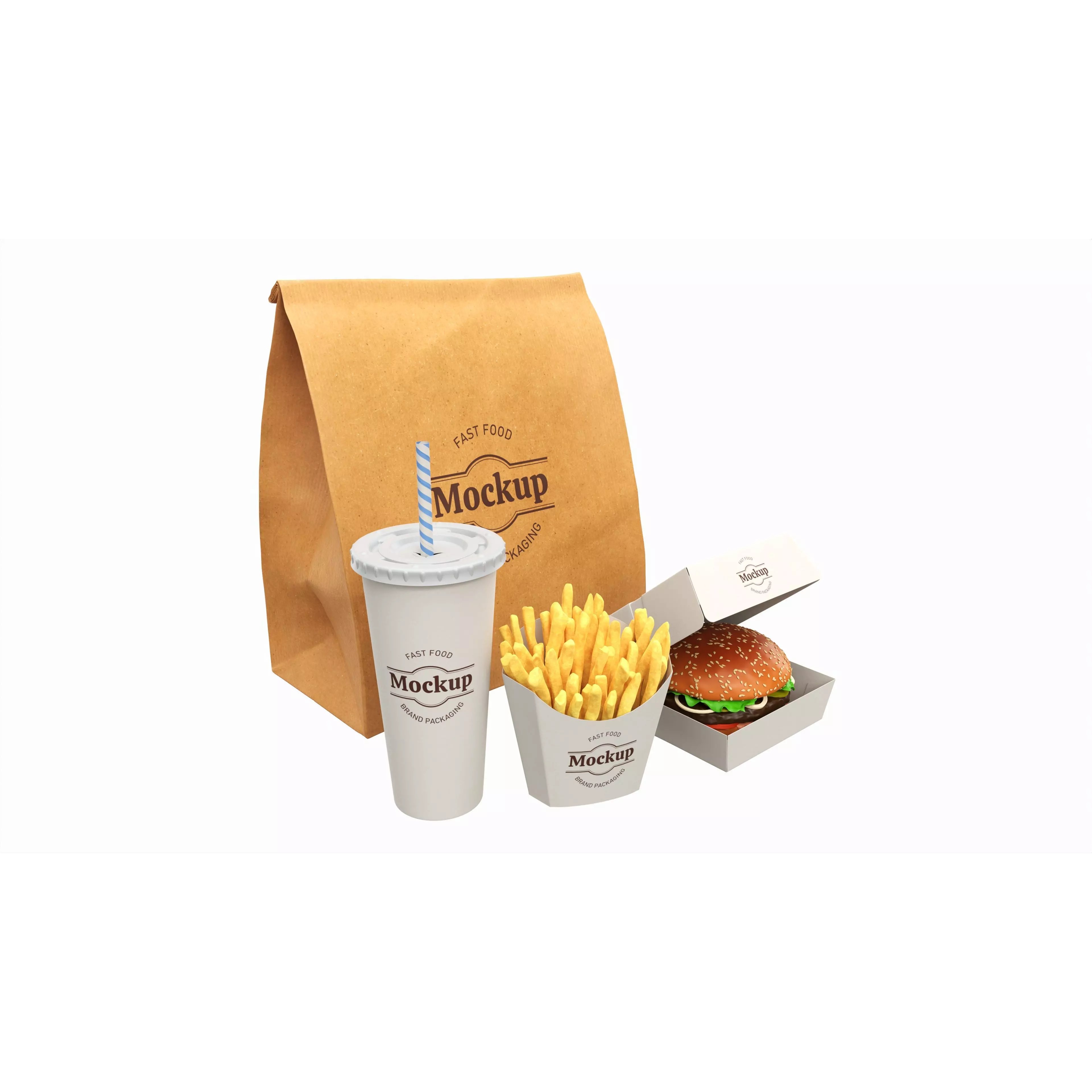 Fast Food Packaging Set 3D Model – PBR Textures, Game-Ready Formats - View 2