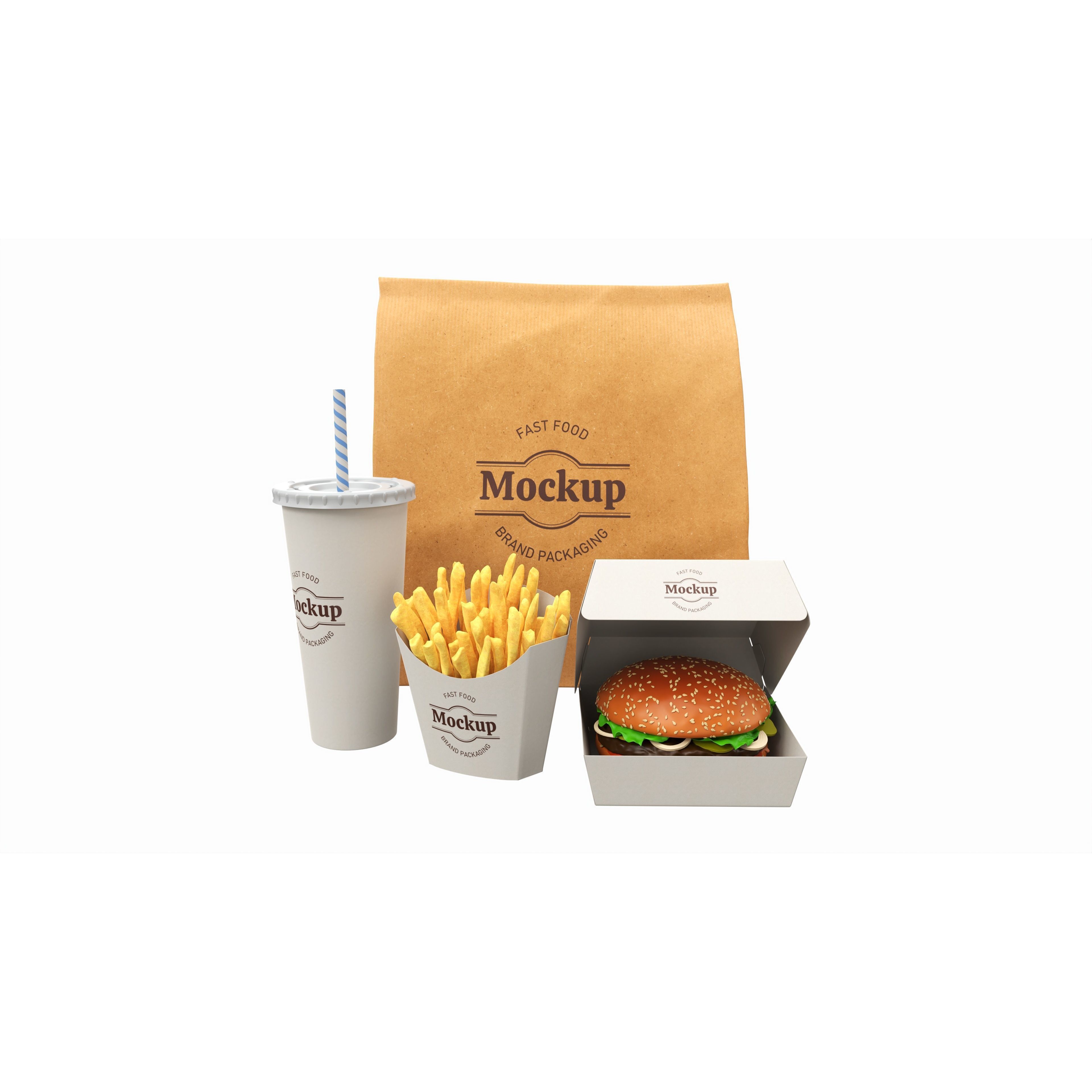 Fast Food Packaging Set 3D Model – PBR Textures, Game-Ready Formats - View 3