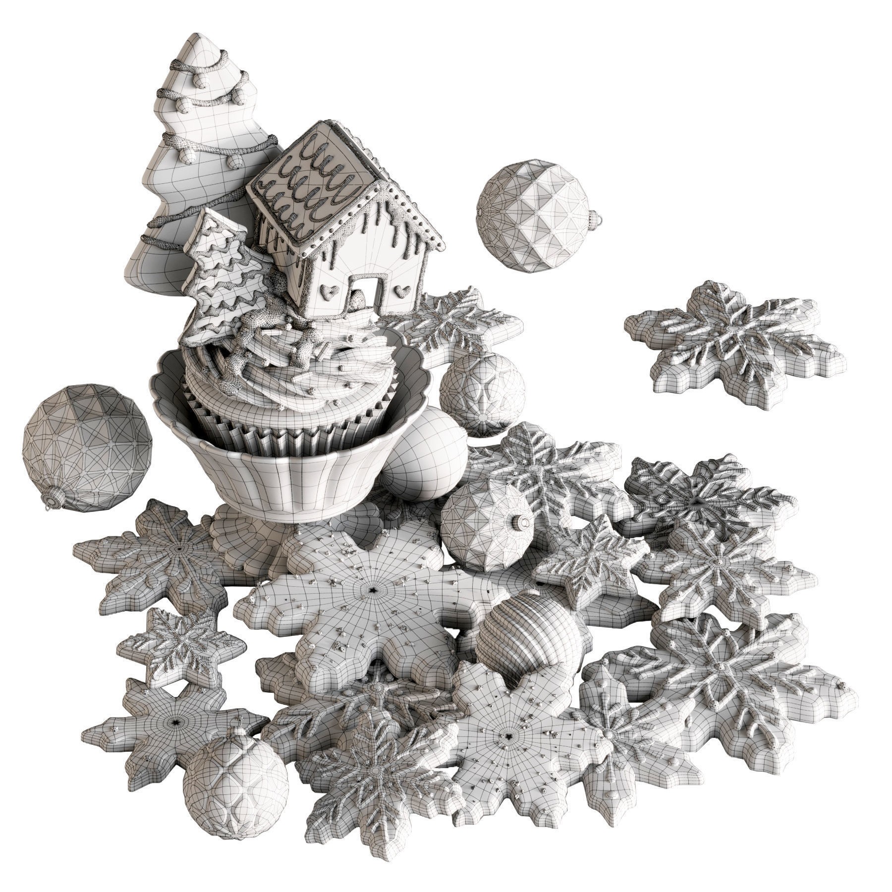 Christmas Cookies 3D Model – High Poly PBR Textured FBX
