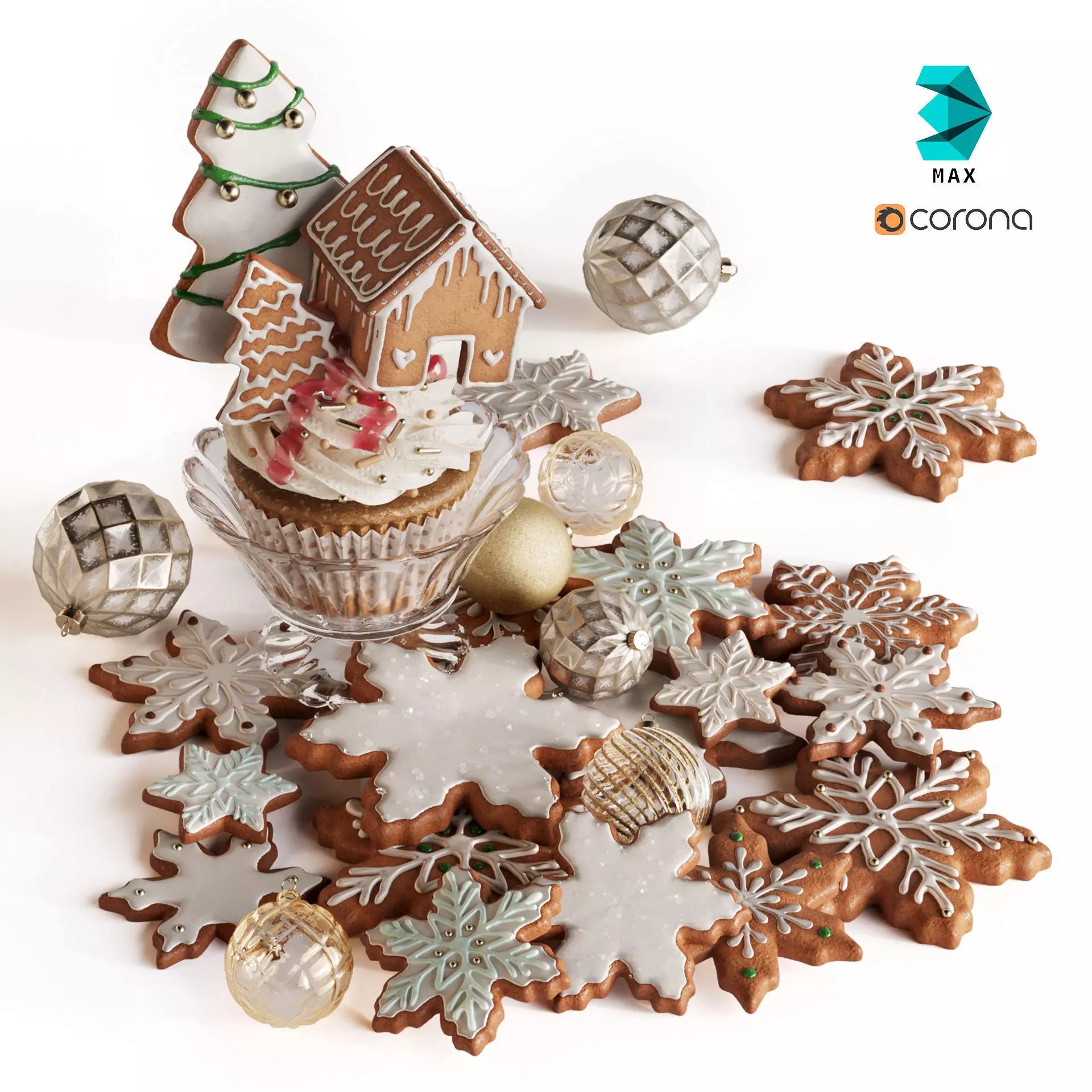 Christmas Cookies 3D Model – High Poly PBR Textured FBX - View 2