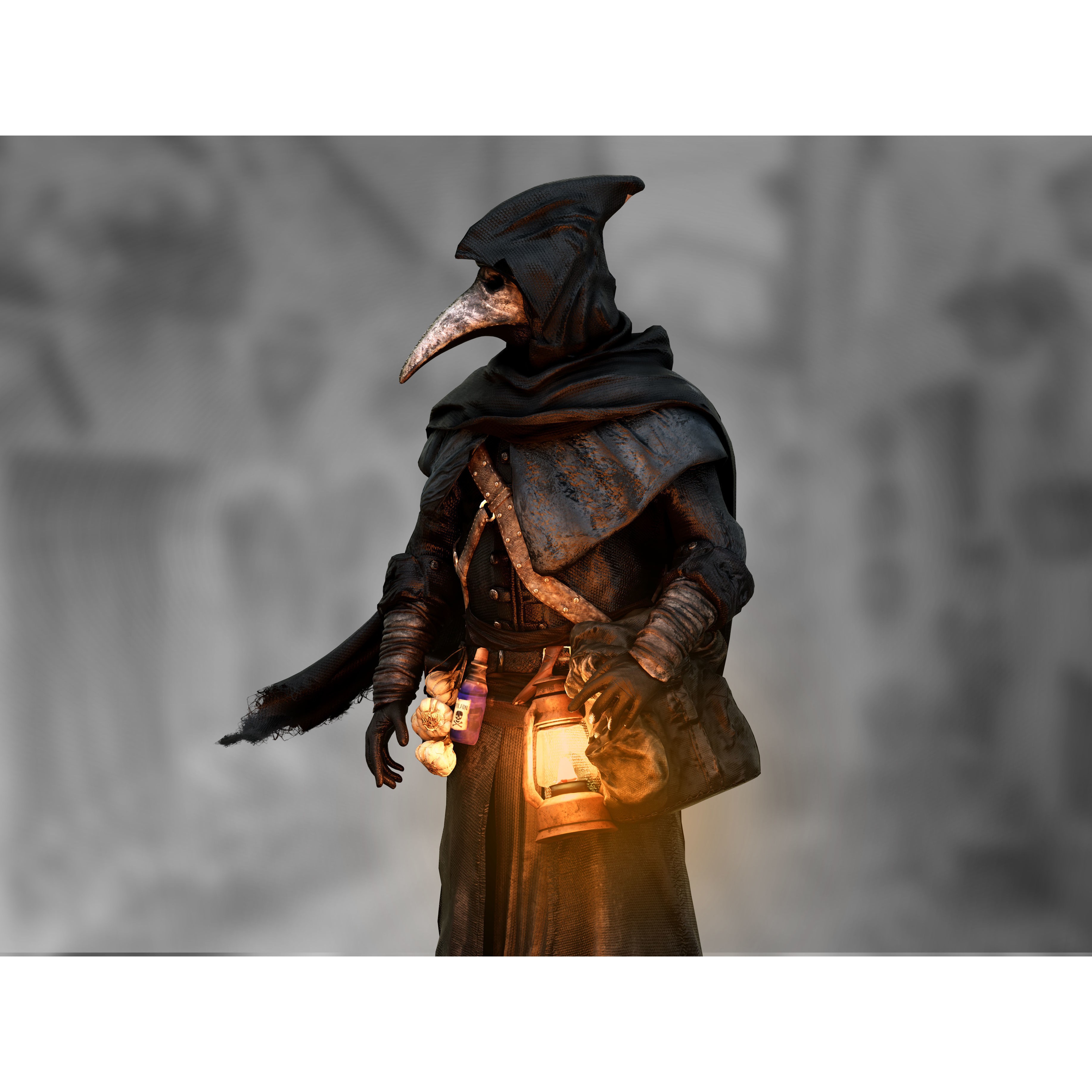 Plague Doctor - Low-Poly Game-Ready 3D Model - View 10