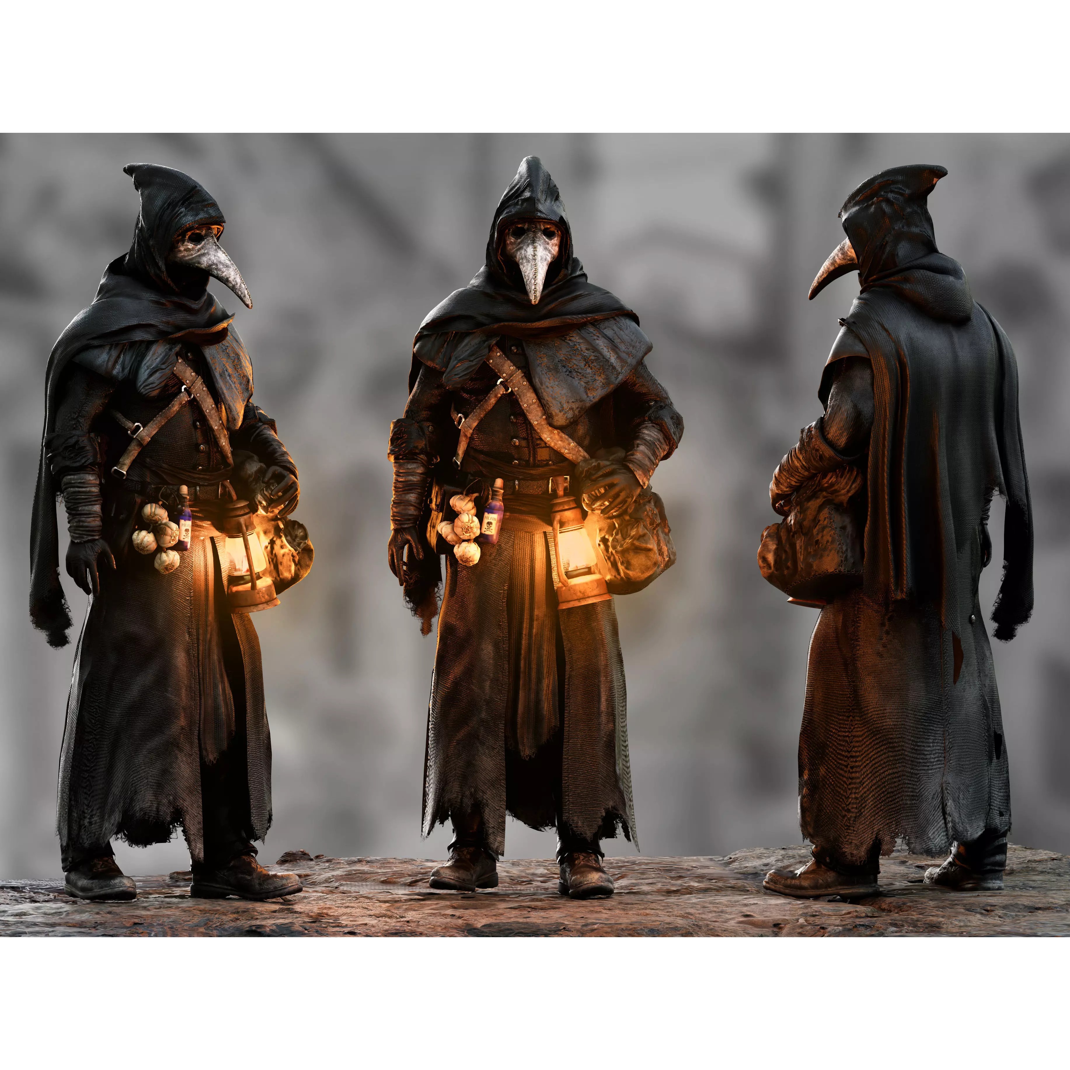 Plague Doctor - Low-Poly Game-Ready 3D Model - View 2