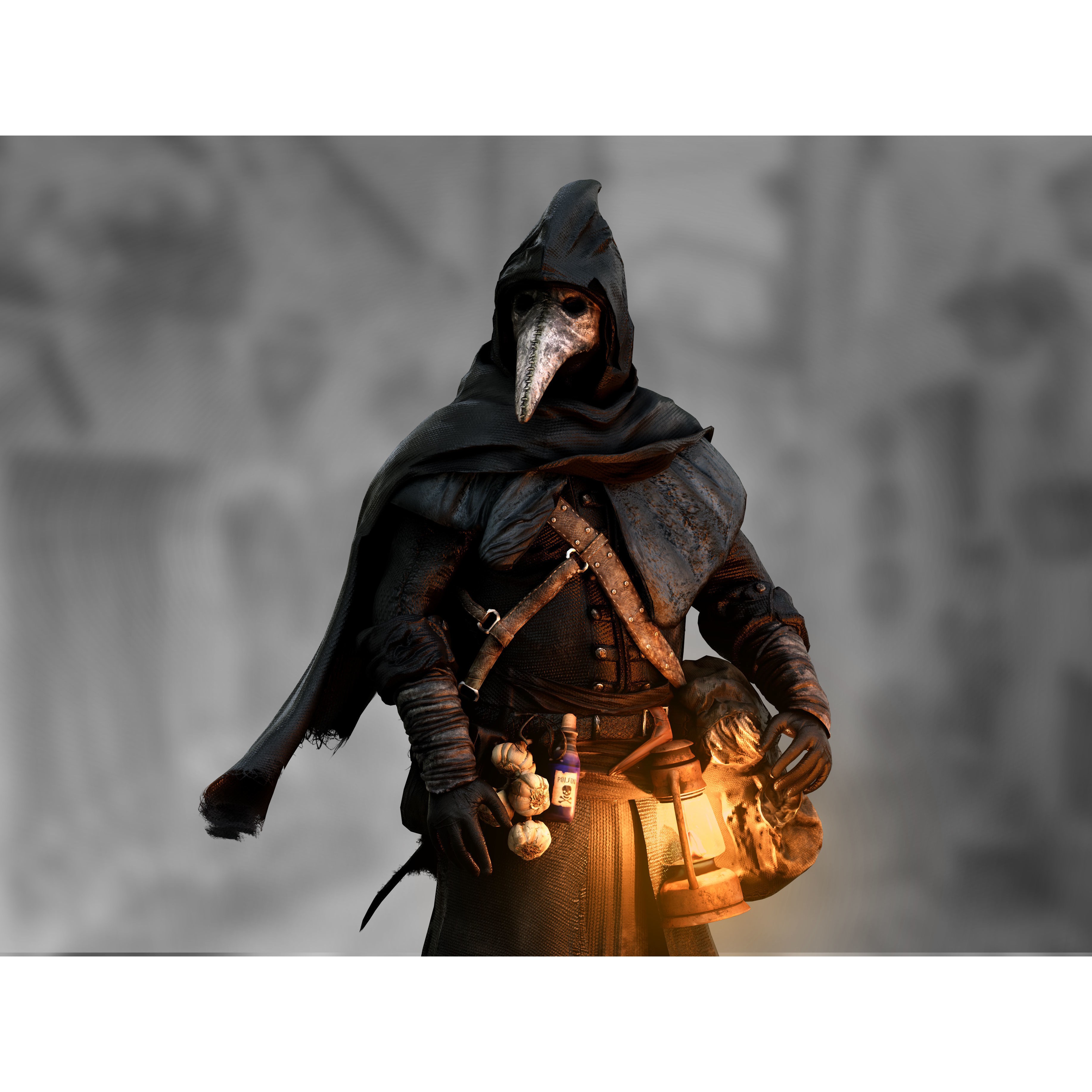Plague Doctor - Low-Poly Game-Ready 3D Model - View 3