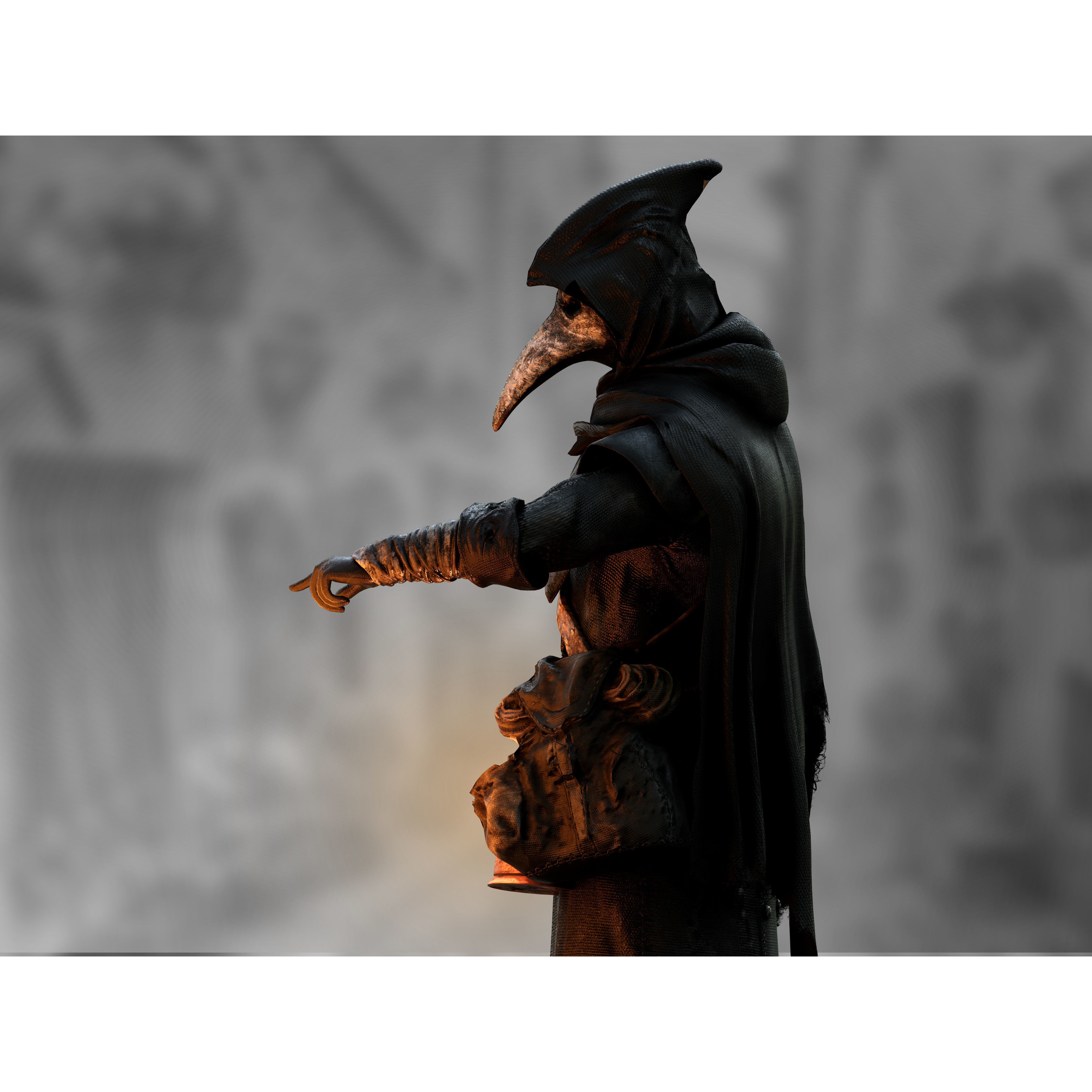 Plague Doctor - Low-Poly Game-Ready 3D Model - View 4