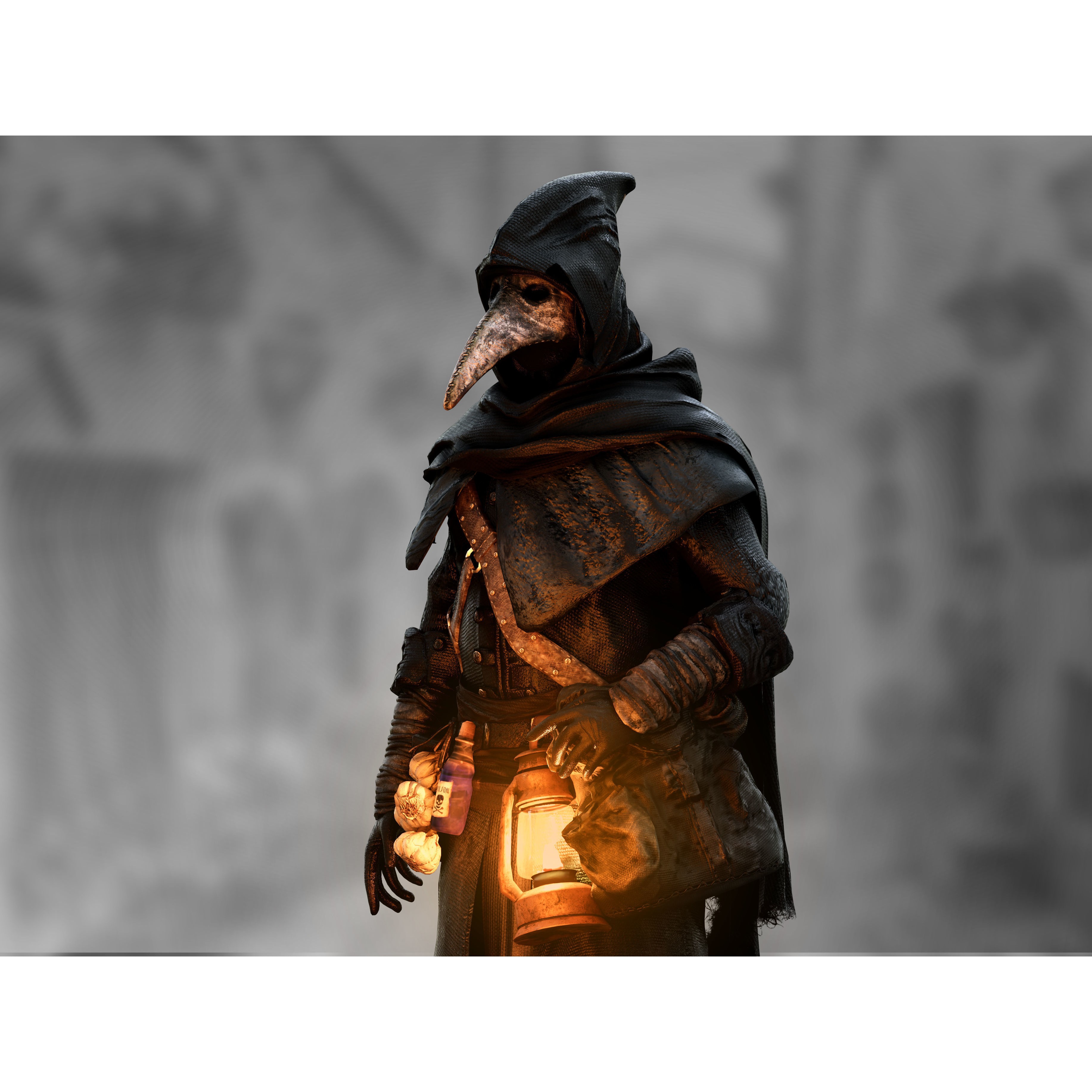 Plague Doctor - Low-Poly Game-Ready 3D Model - View 8