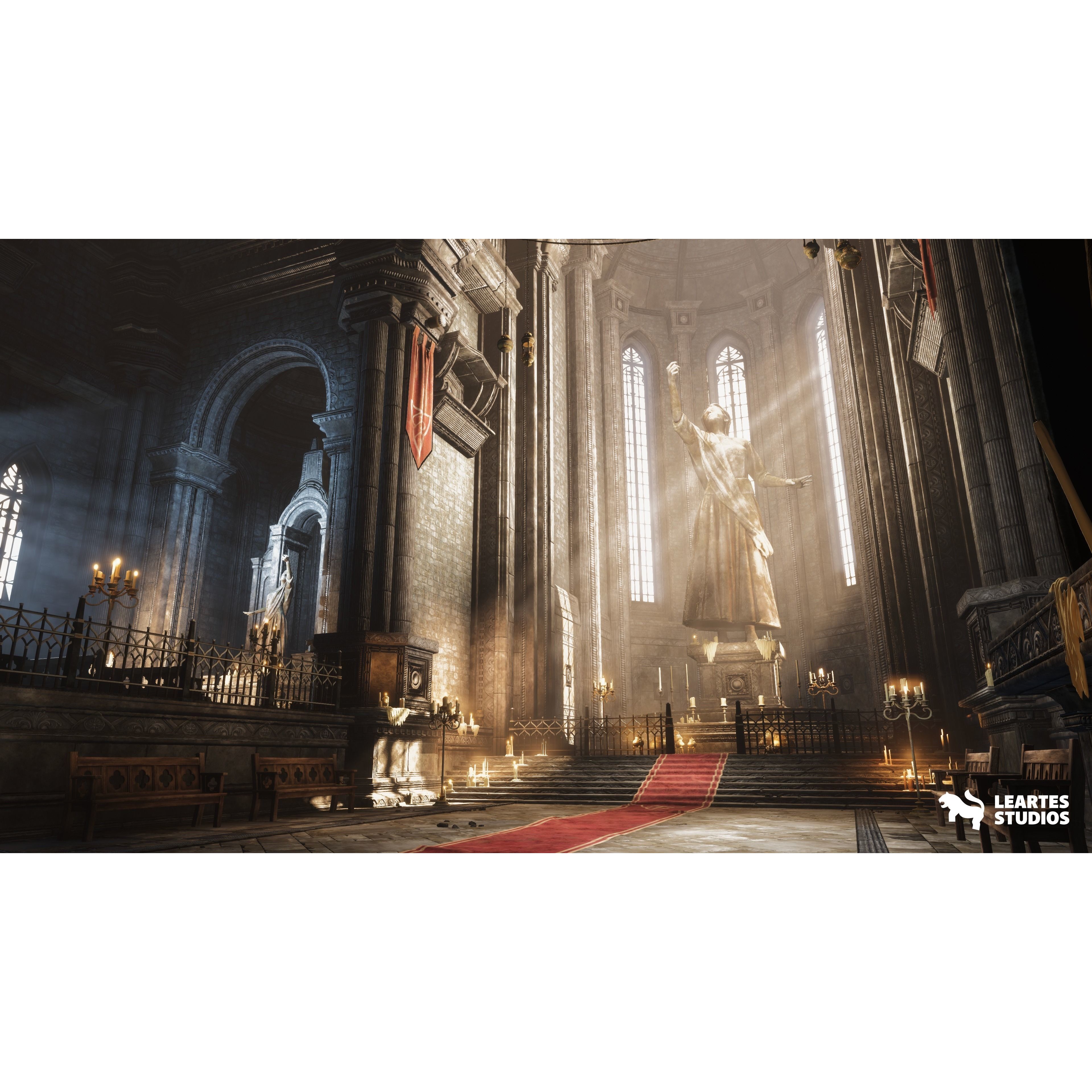 Ancient Cathedral Environment - Low-Poly Game-Ready 3D Model - View 3