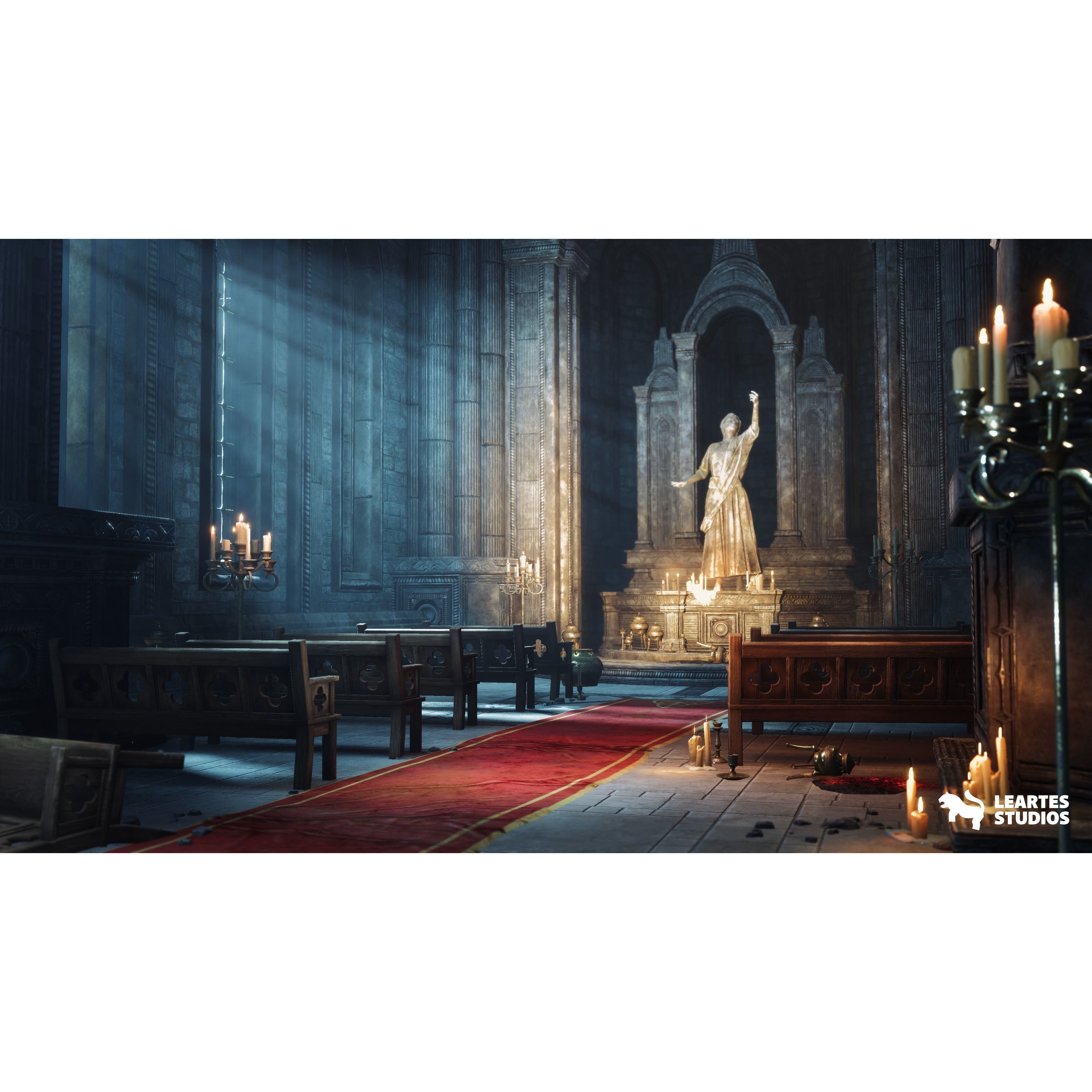 Ancient Cathedral Environment - Low-Poly Game-Ready 3D Model - View 4