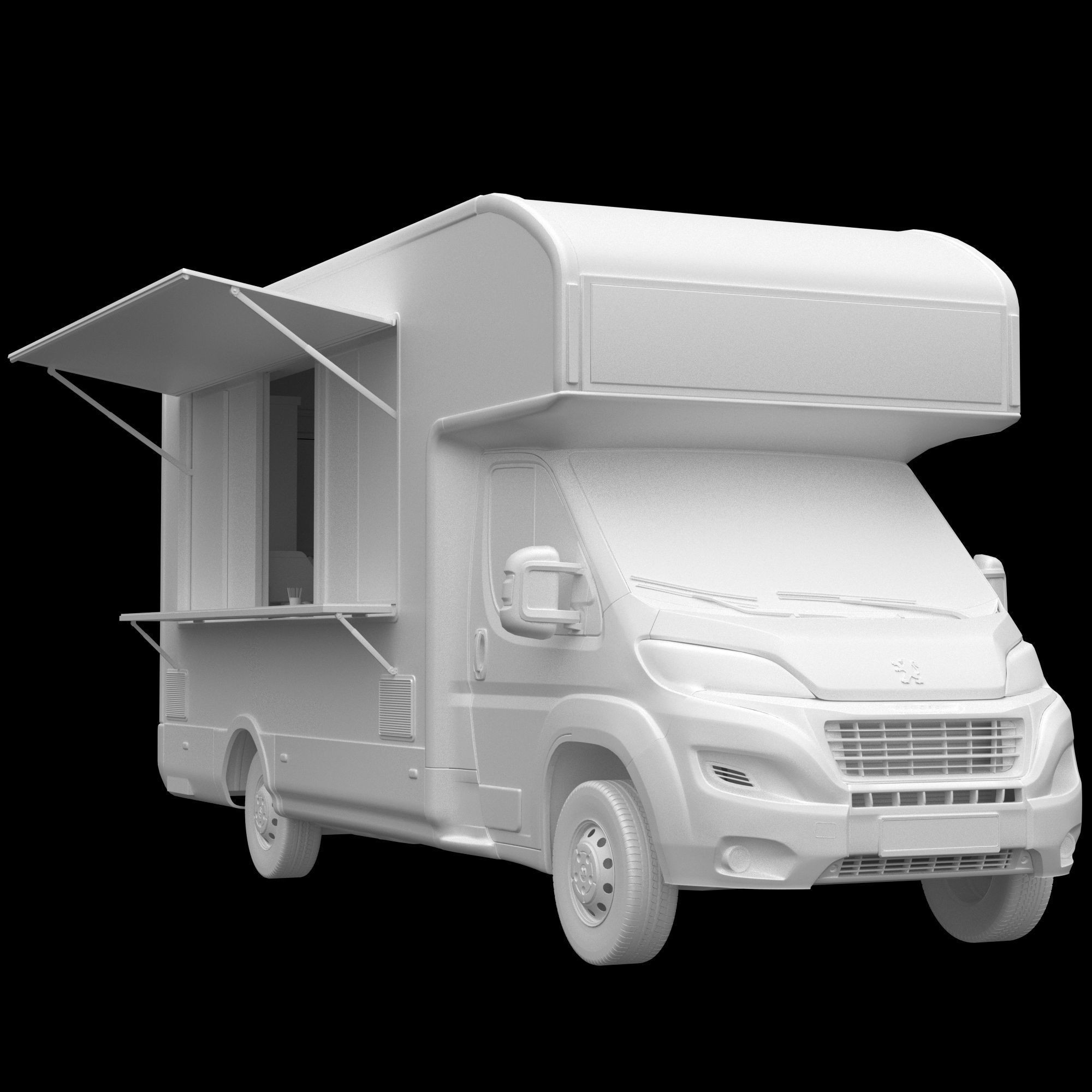 Food Truck Peugeot Boxter 3D Model – Detailed Vehicle with Kitchen Equipment, FBX - View 12