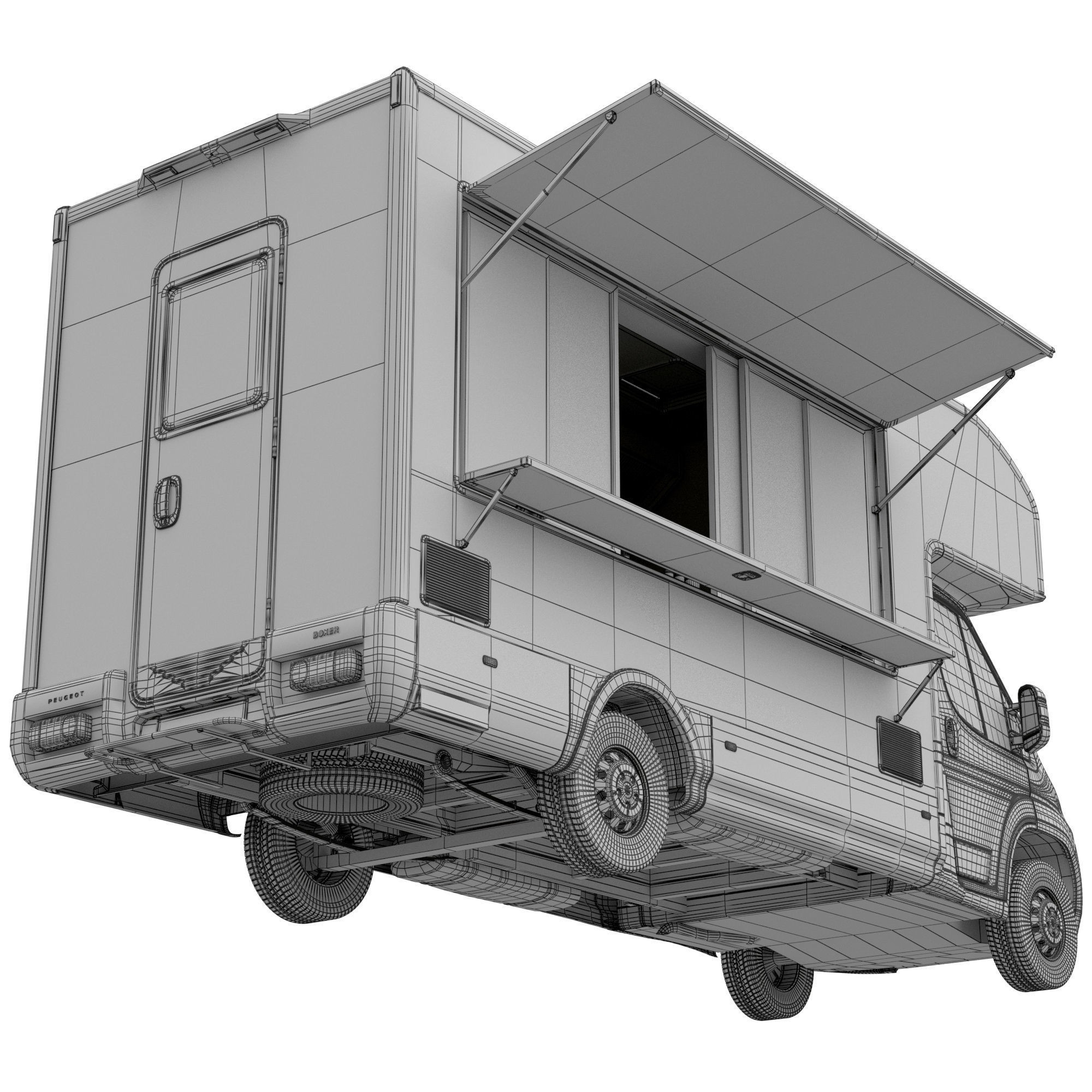 Food Truck Peugeot Boxter 3D Model – Detailed Vehicle with Kitchen Equipment, FBX - View 14