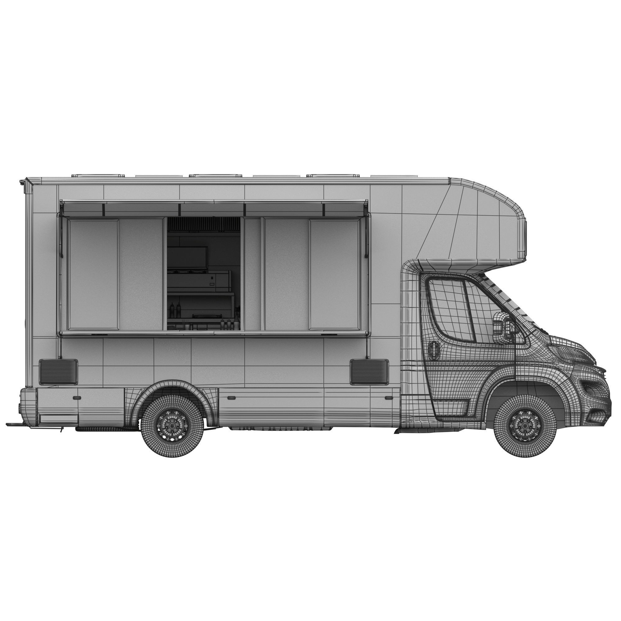 Food Truck Peugeot Boxter 3D Model – Detailed Vehicle with Kitchen Equipment, FBX - View 18