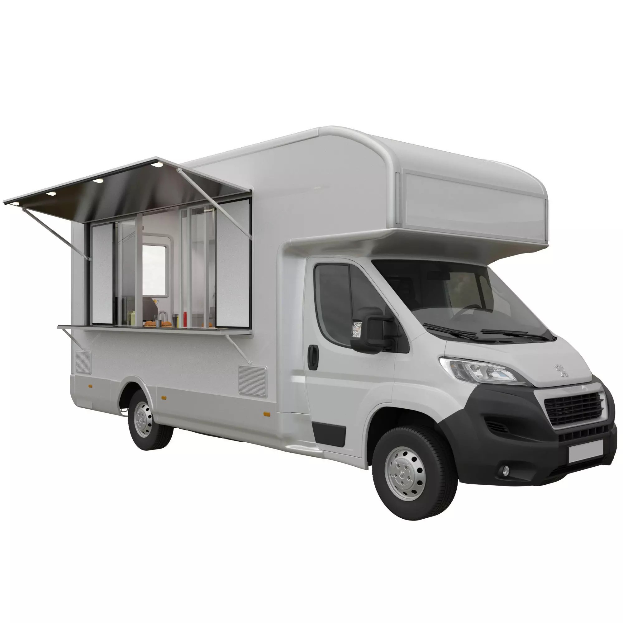 Food Truck Peugeot Boxter 3D Model – Detailed Vehicle with Kitchen Equipment, FBX - View 2