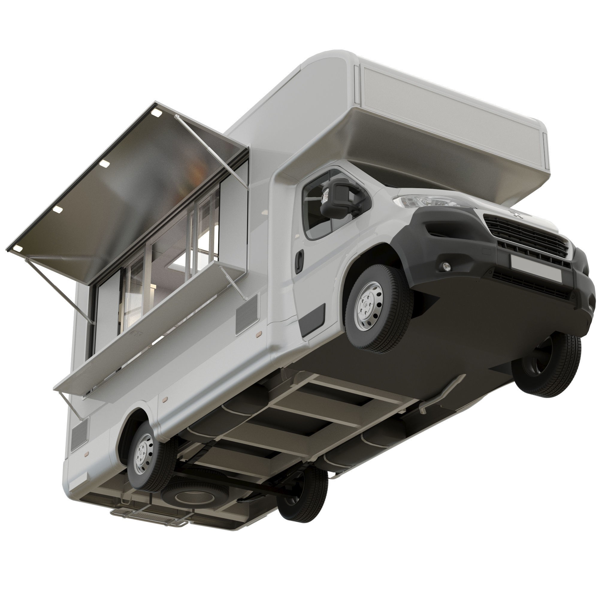 Food Truck Peugeot Boxter 3D Model – Detailed Vehicle with Kitchen Equipment, FBX - View 6