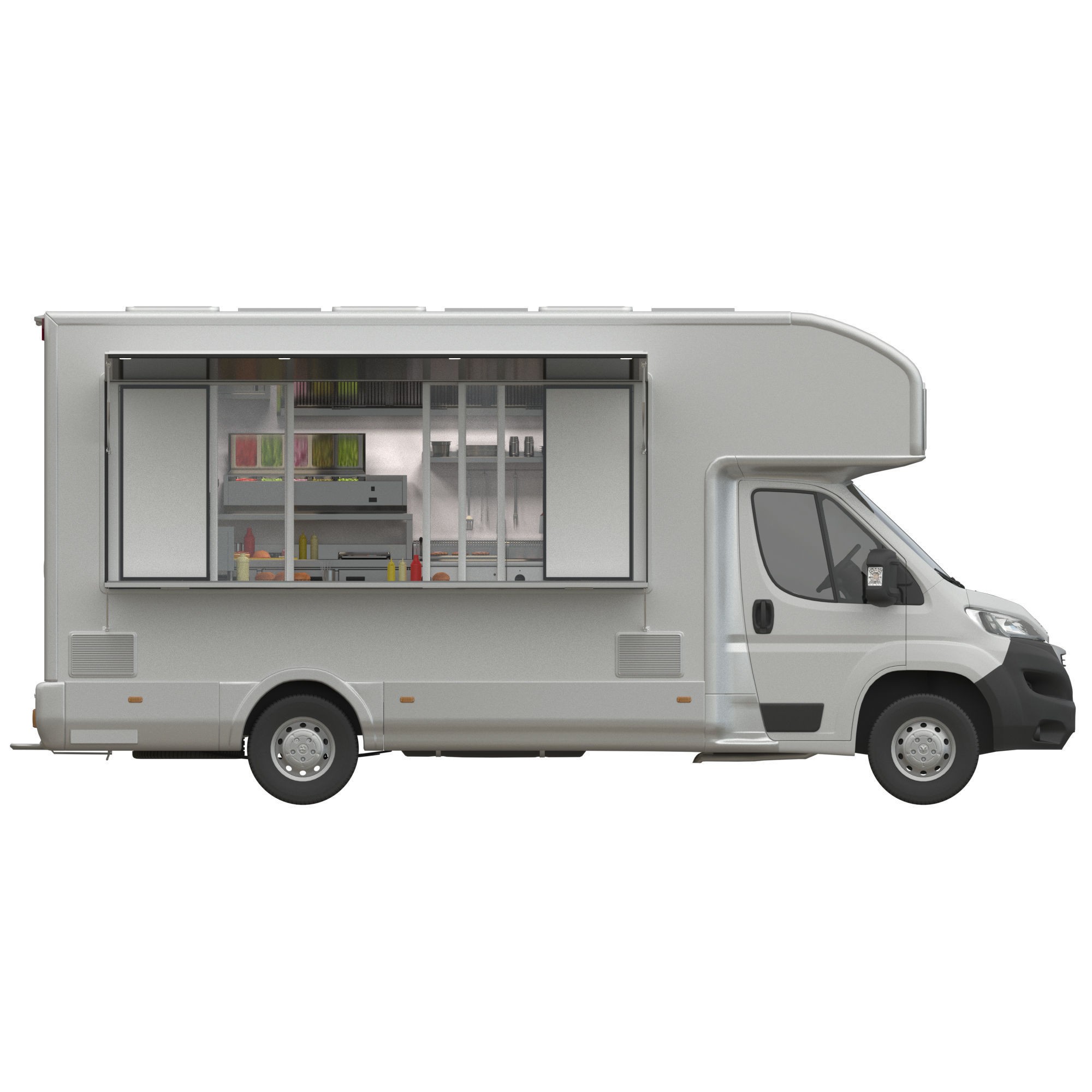 Food Truck Peugeot Boxter 3D Model – Detailed Vehicle with Kitchen Equipment, FBX - View 9