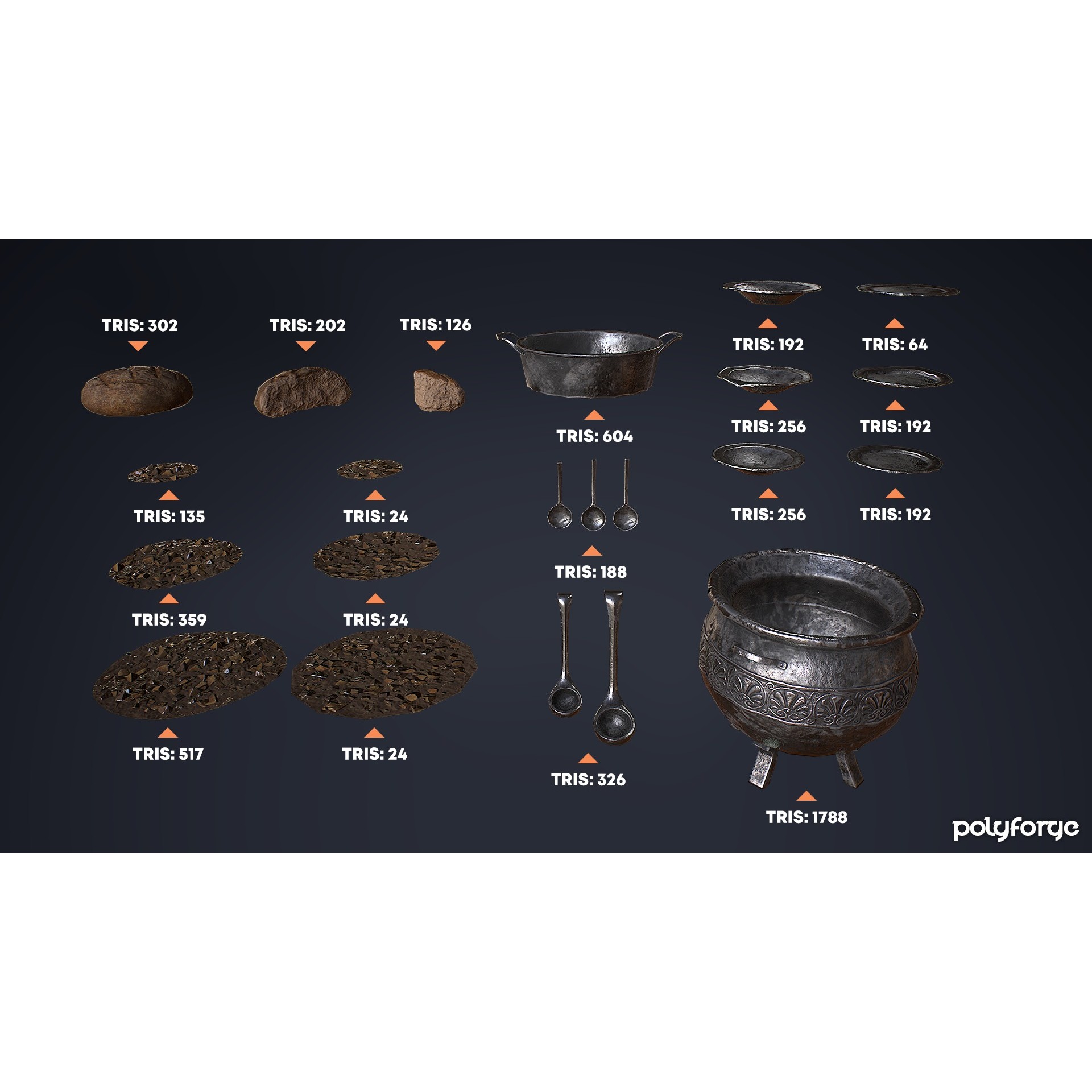 Medieval Cooking Set 3D Model – Low Poly Game Asset, FBX - View 5