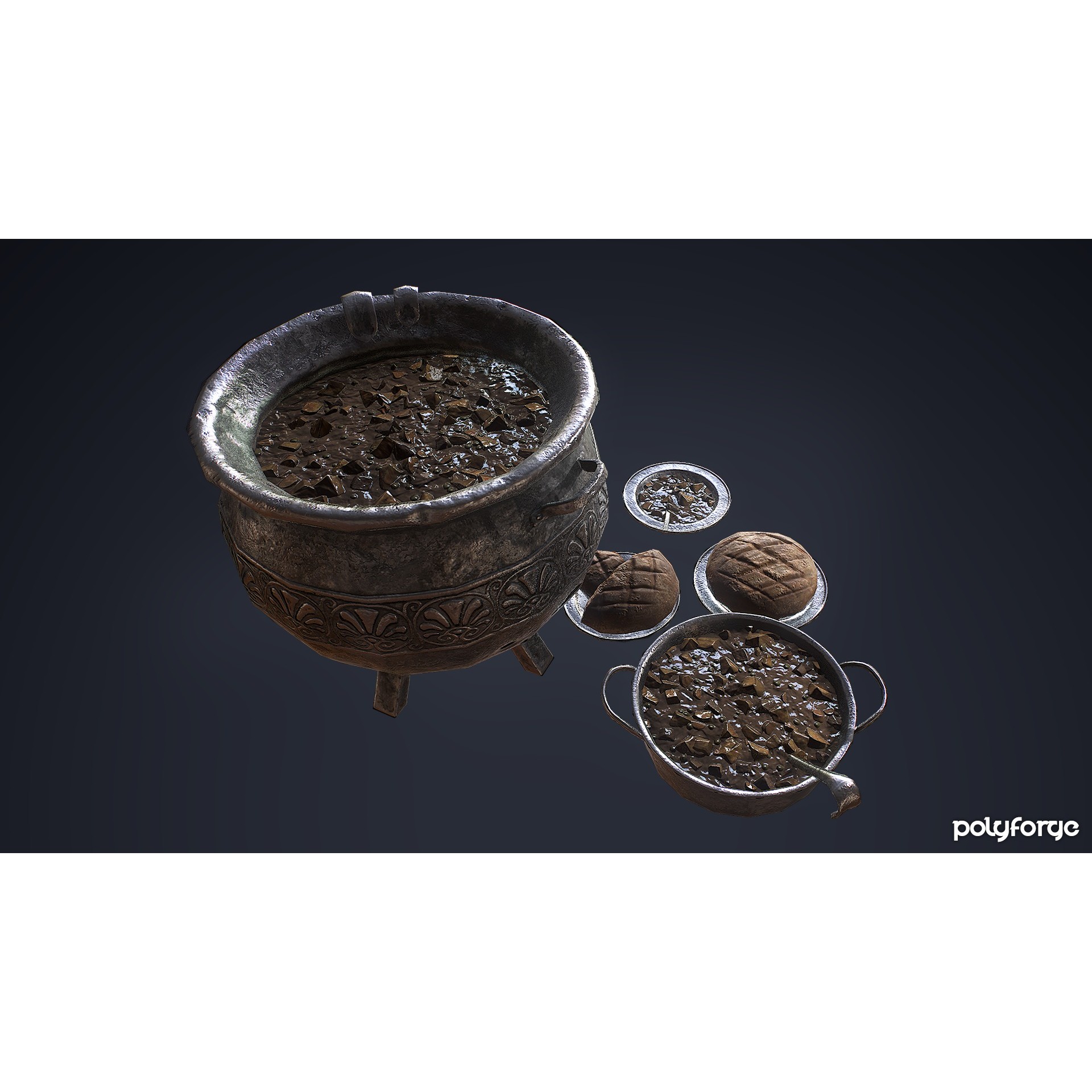 Medieval Cooking Set 3D Model – Low Poly Game Asset, FBX - View 6