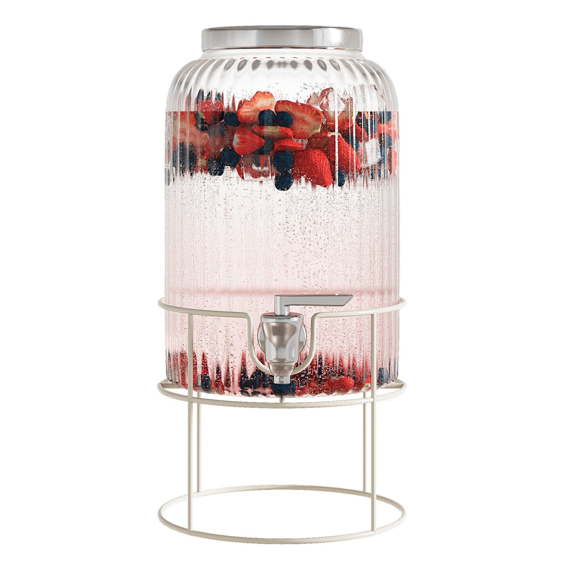 Lemonade Dispenser 3D Model – Glass Ribbed Design, FBX, PBR Textures - View 5