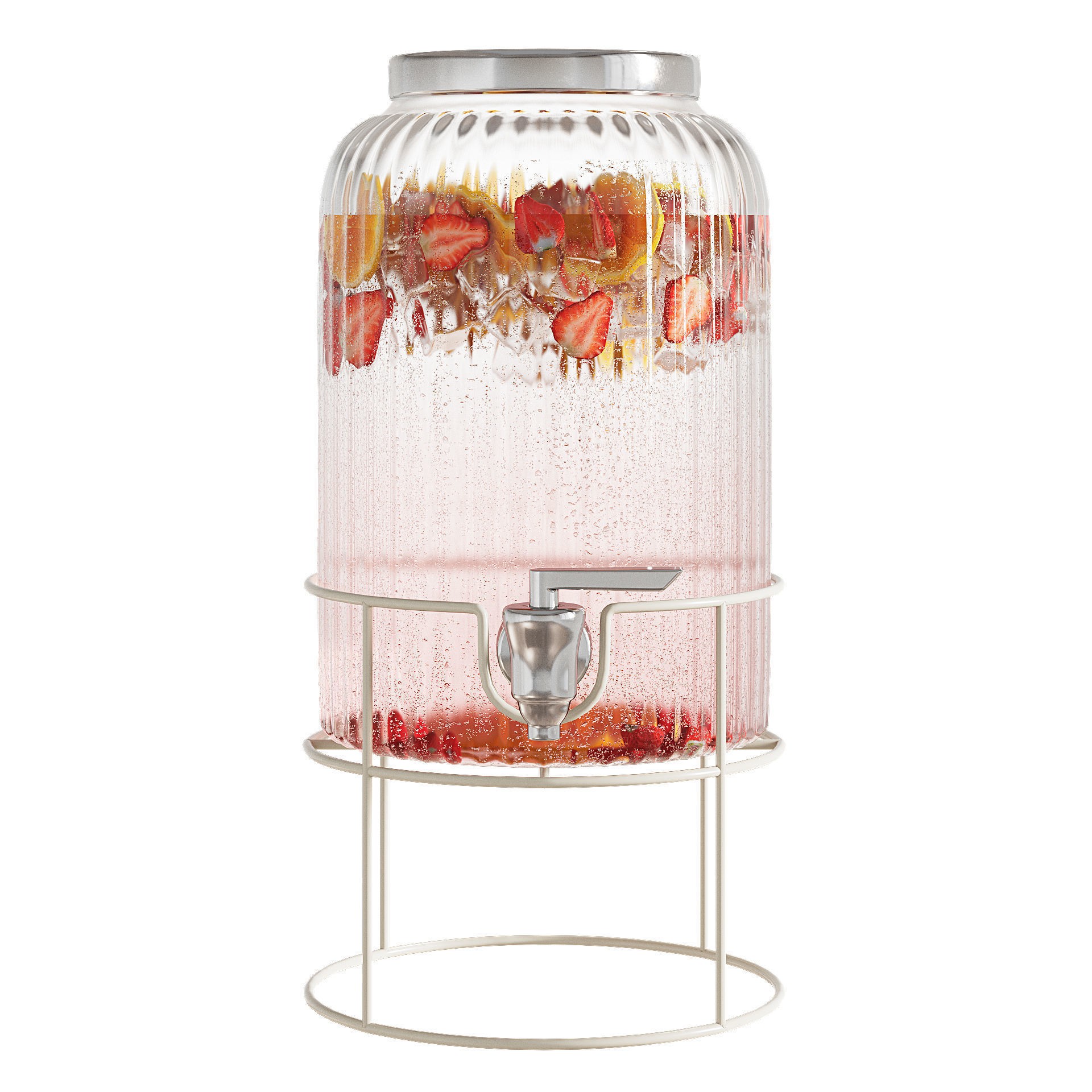 Lemonade Dispenser 3D Model – Glass Ribbed Design, FBX, PBR Textures - View 7