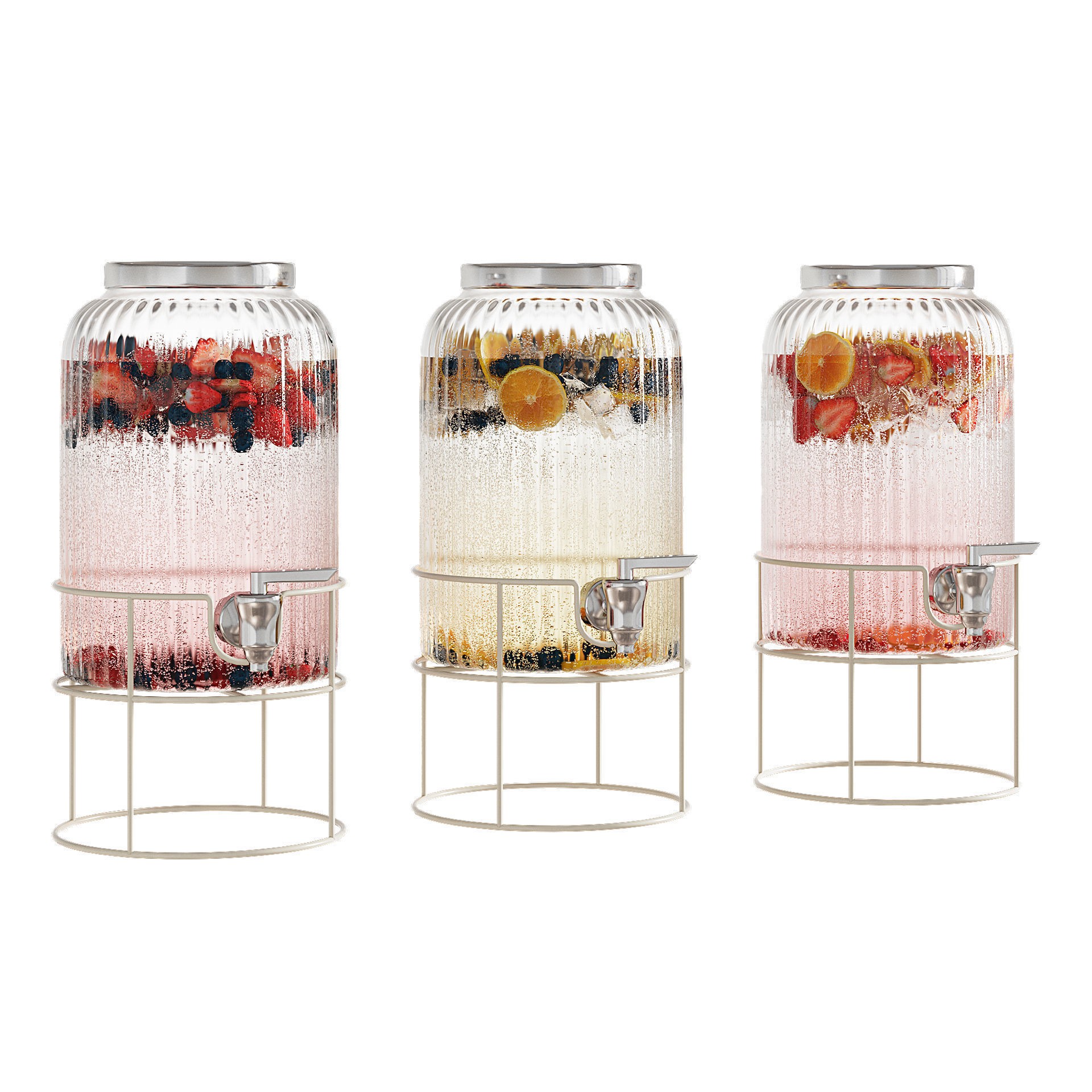 Lemonade Dispenser 3D Model – Glass Ribbed Design, FBX, PBR Textures - View 8