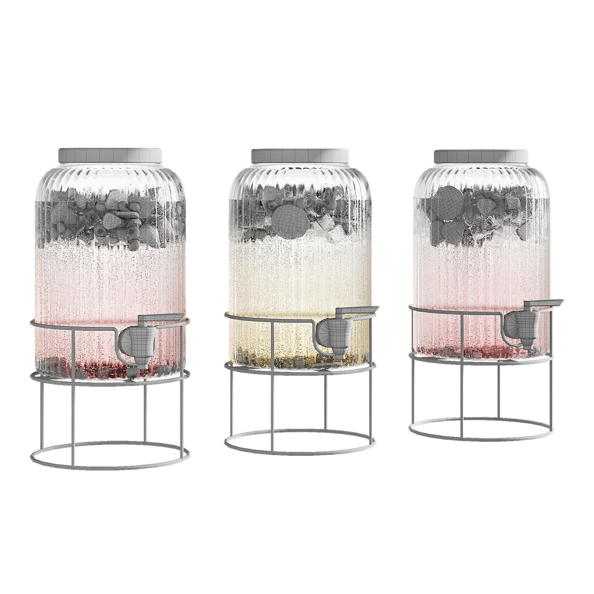 Lemonade Dispenser 3D Model – Glass Ribbed Design, FBX, PBR Textures - View 9
