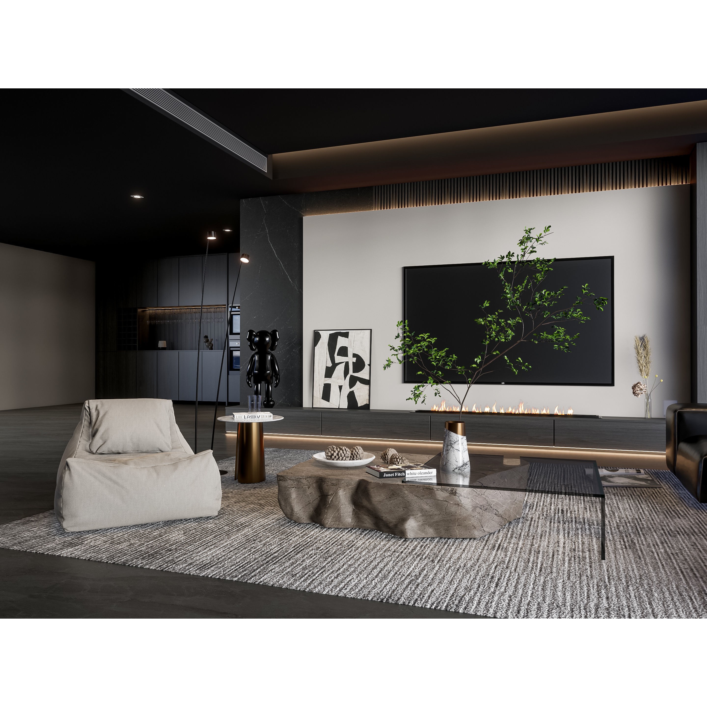 Elegant Living Room - Customizable 3D Model - View 10