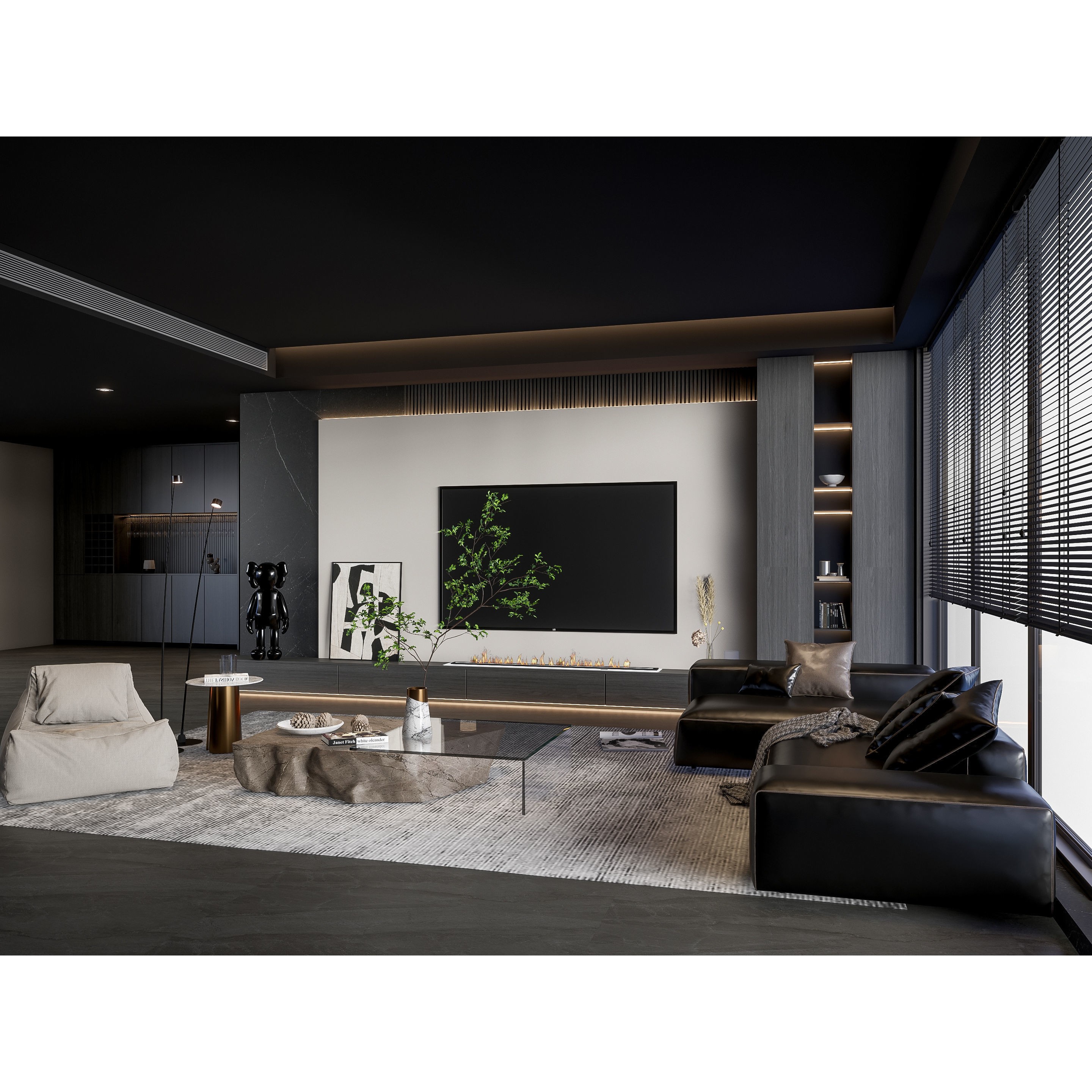 Elegant Living Room - Customizable 3D Model - View 13