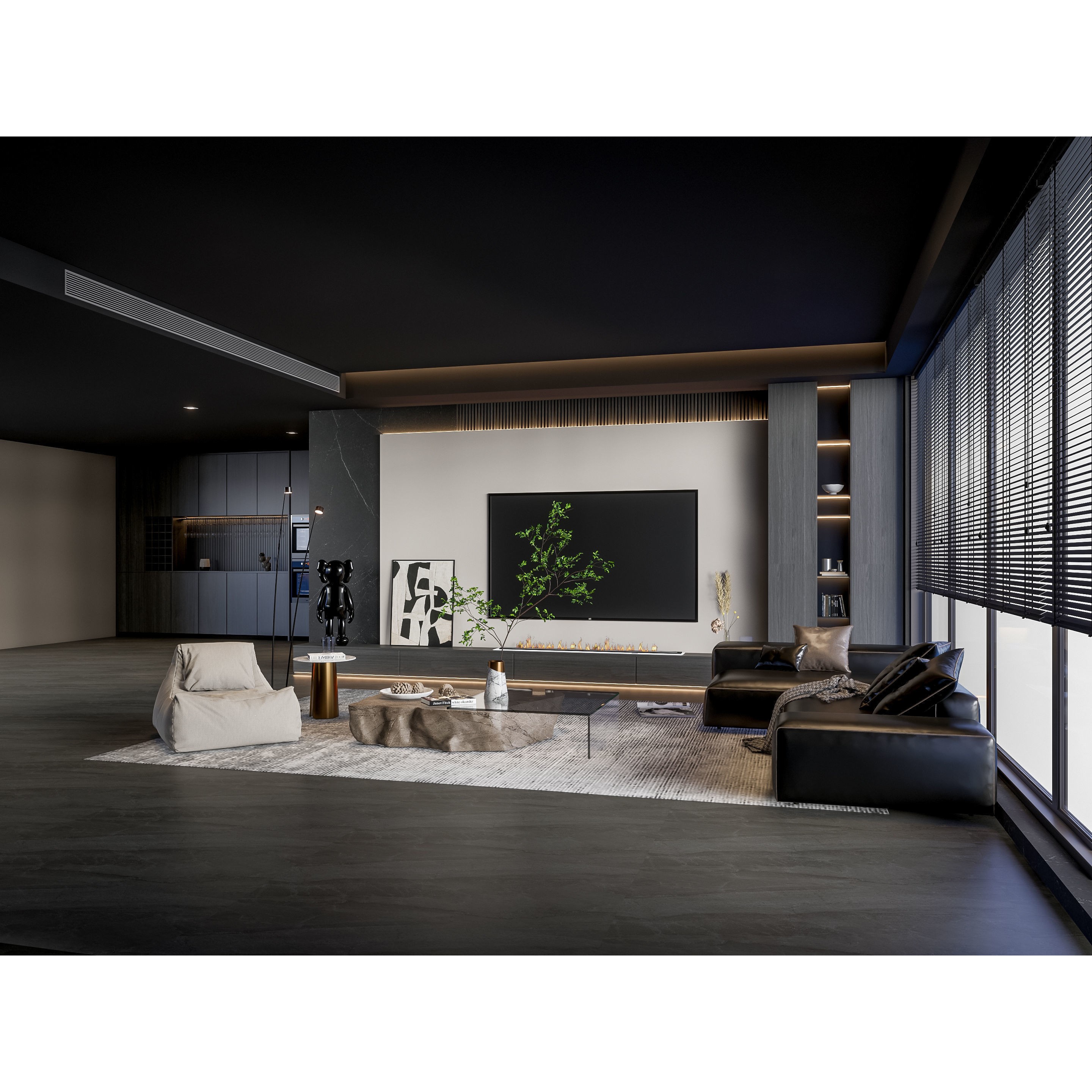 Elegant Living Room - Customizable 3D Model - View 14