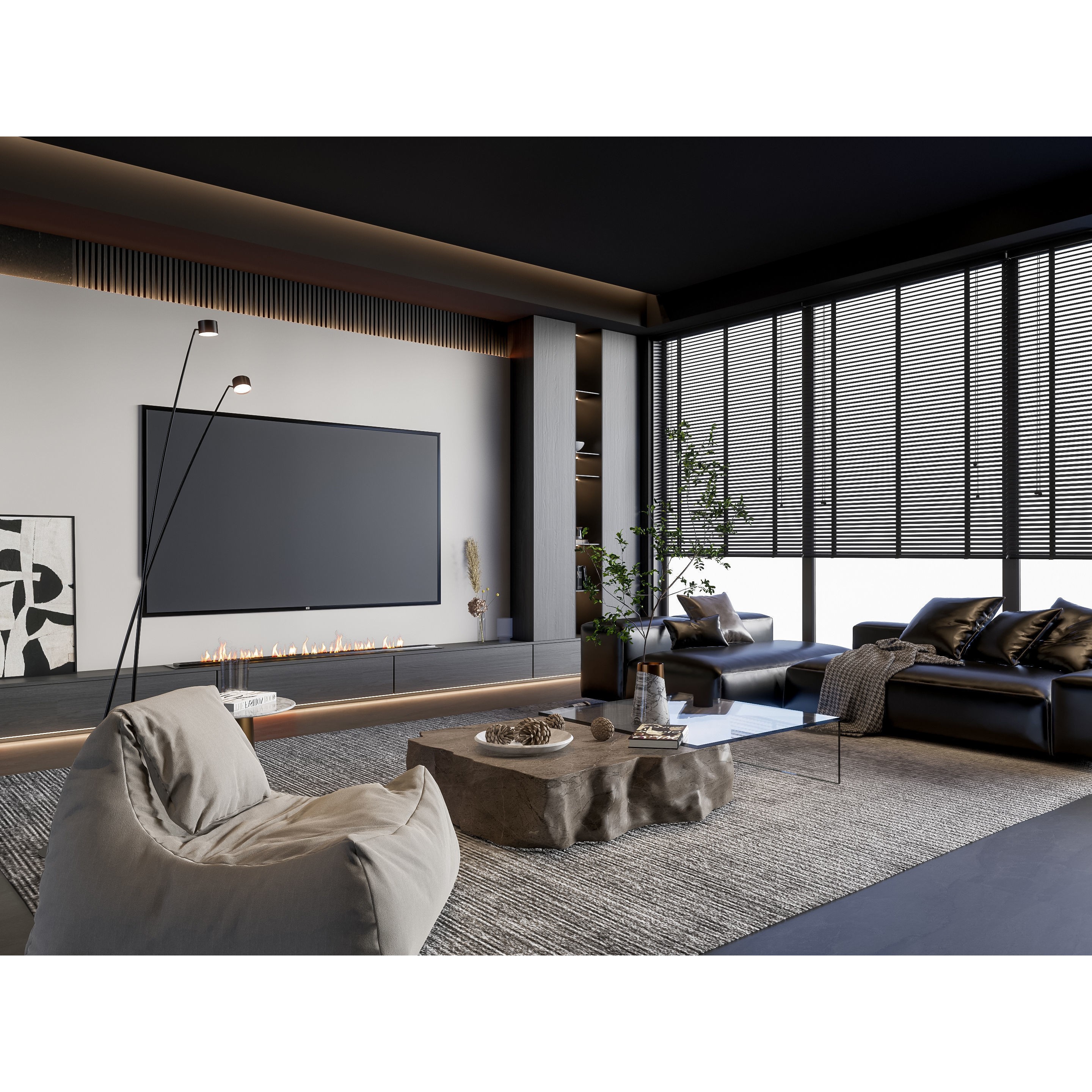 Elegant Living Room - Customizable 3D Model - View 2