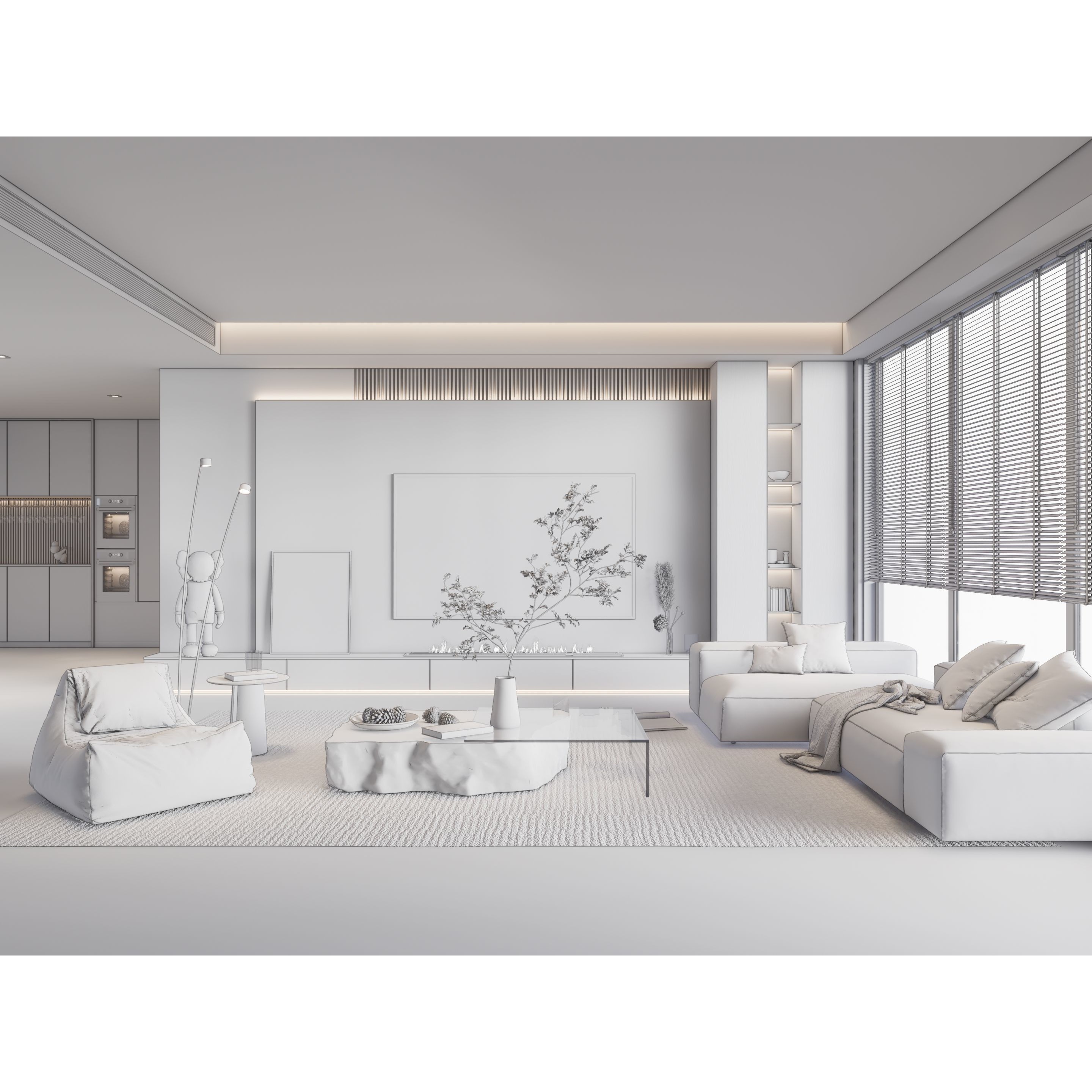 Elegant Living Room - Customizable 3D Model - View 20