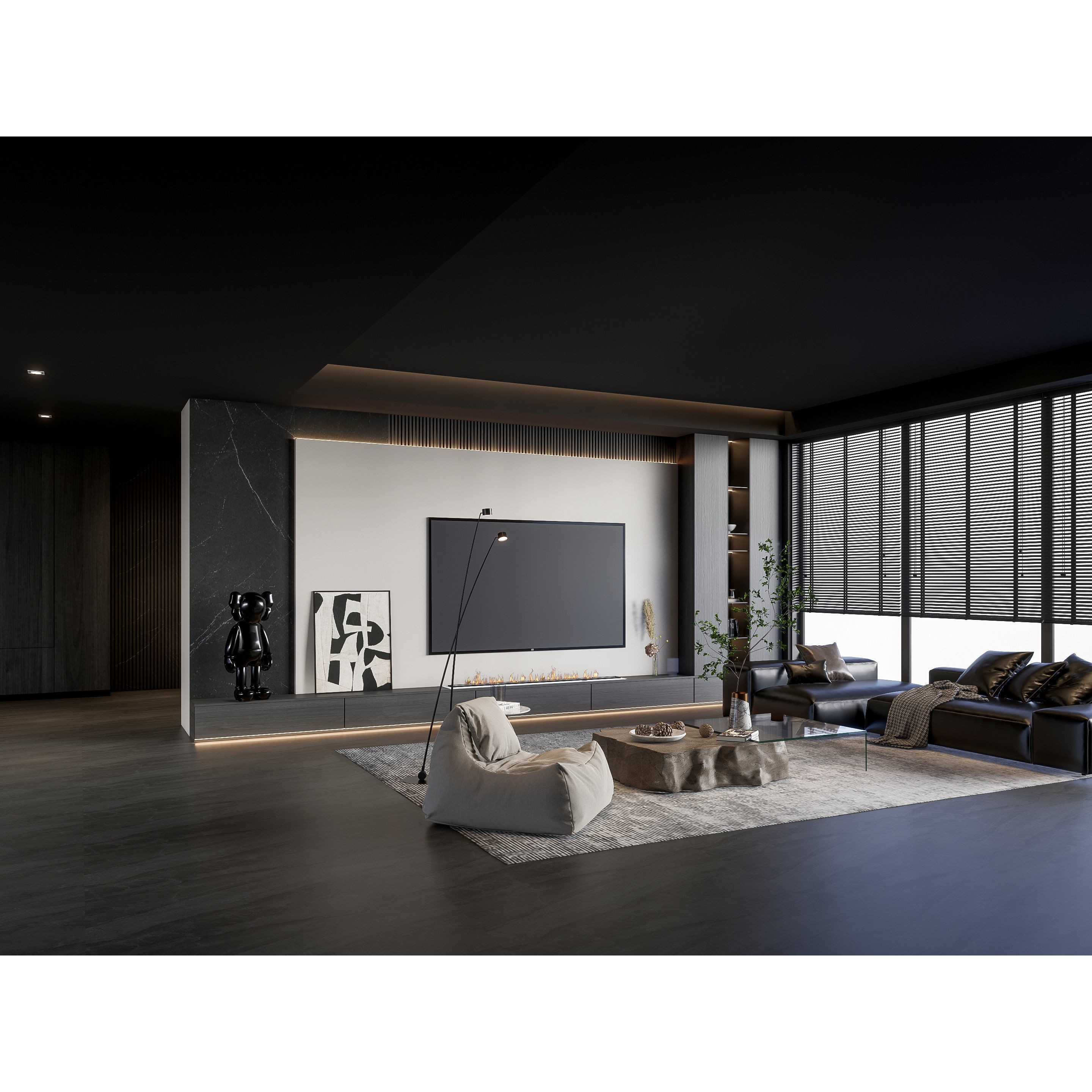 Elegant Living Room - Customizable 3D Model - View 3