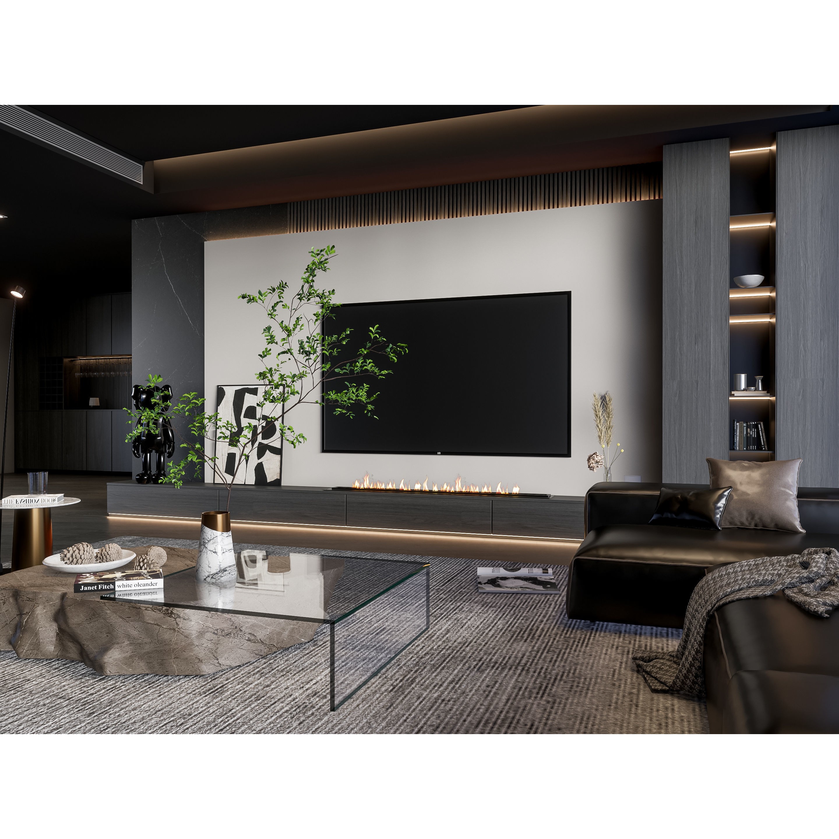 Elegant Living Room - Customizable 3D Model - View 6