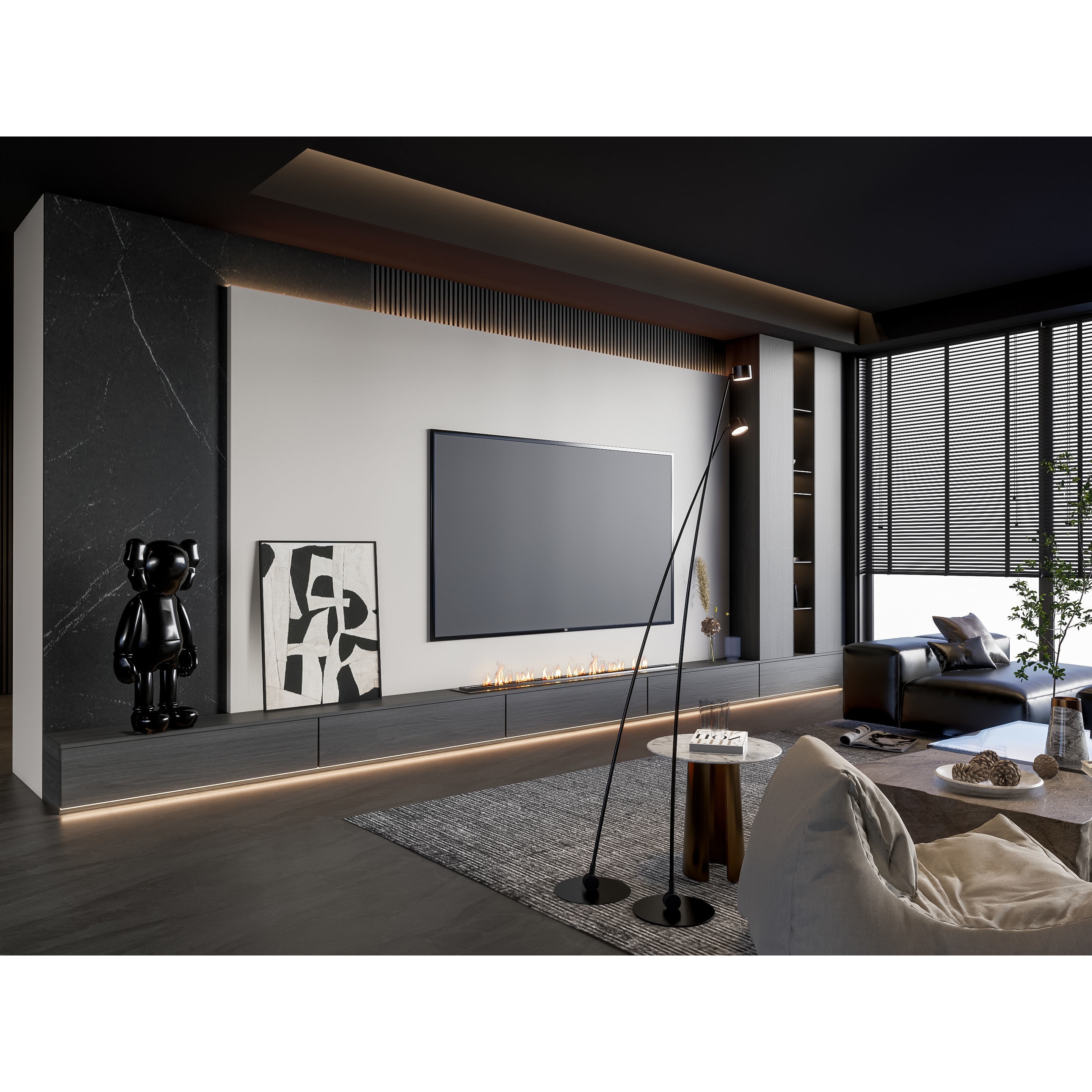 Elegant Living Room - Customizable 3D Model - View 8