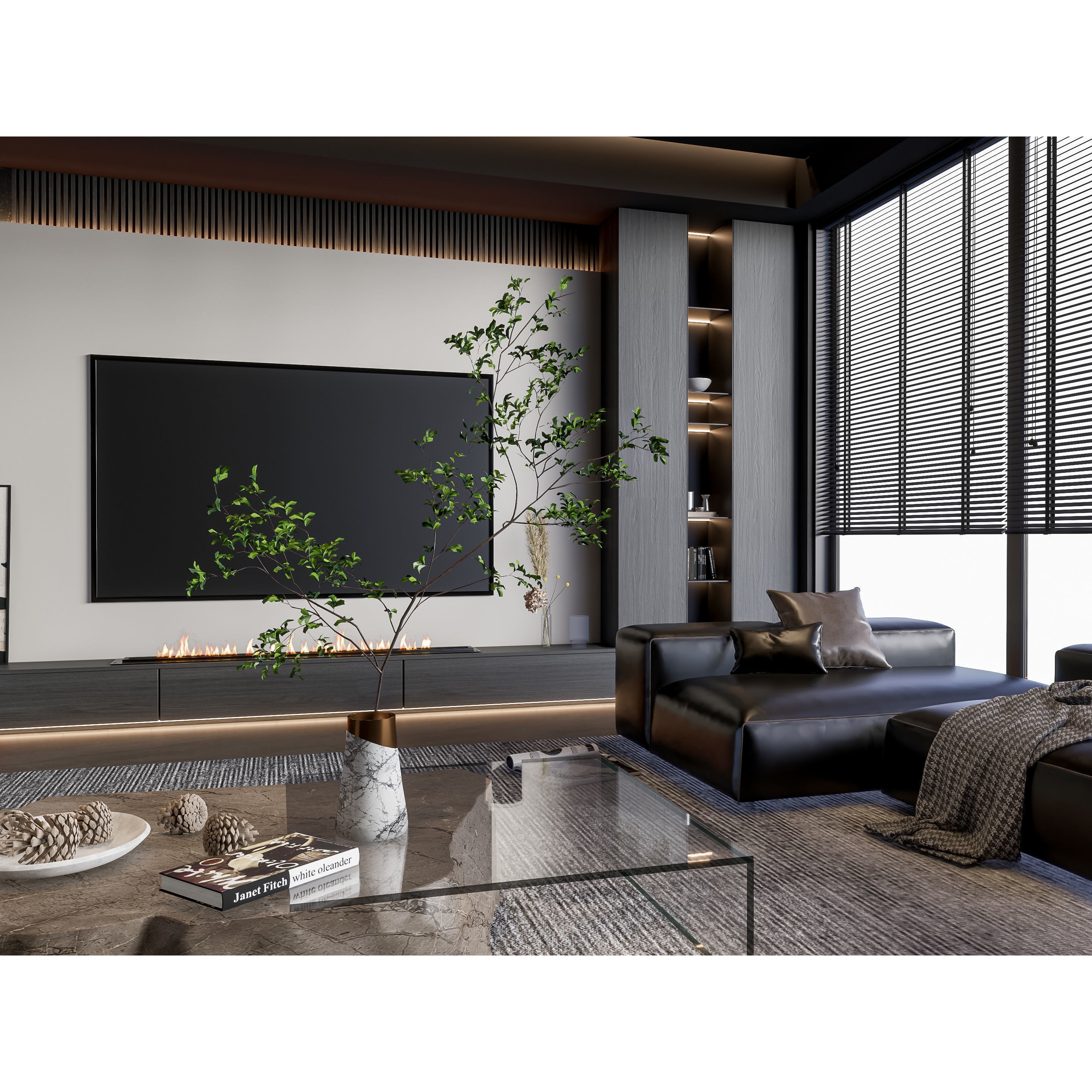 Elegant Living Room - Customizable 3D Model - View 9
