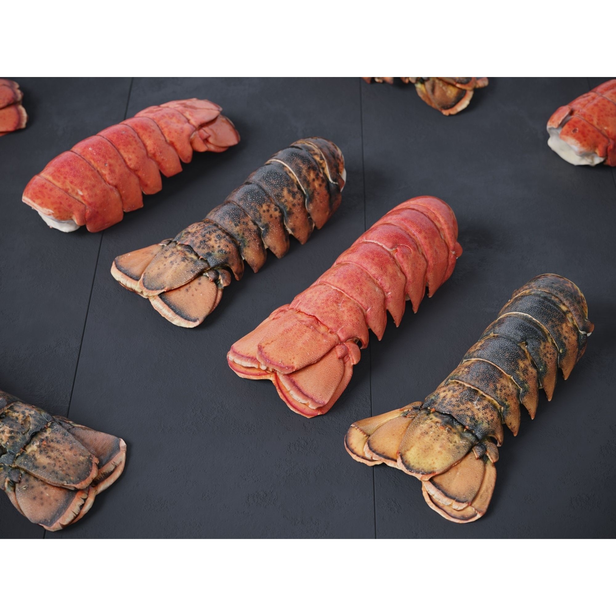 Atlantic Lobster Tails 3D Model – High Poly & Low Poly, FBX/OBJ Formats - View 4
