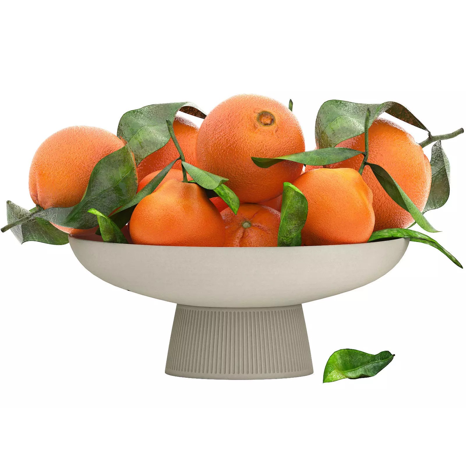 White Bowl of Oranges 3D Model – Realistic Fruit Asset, FBX, OBJ - View 2