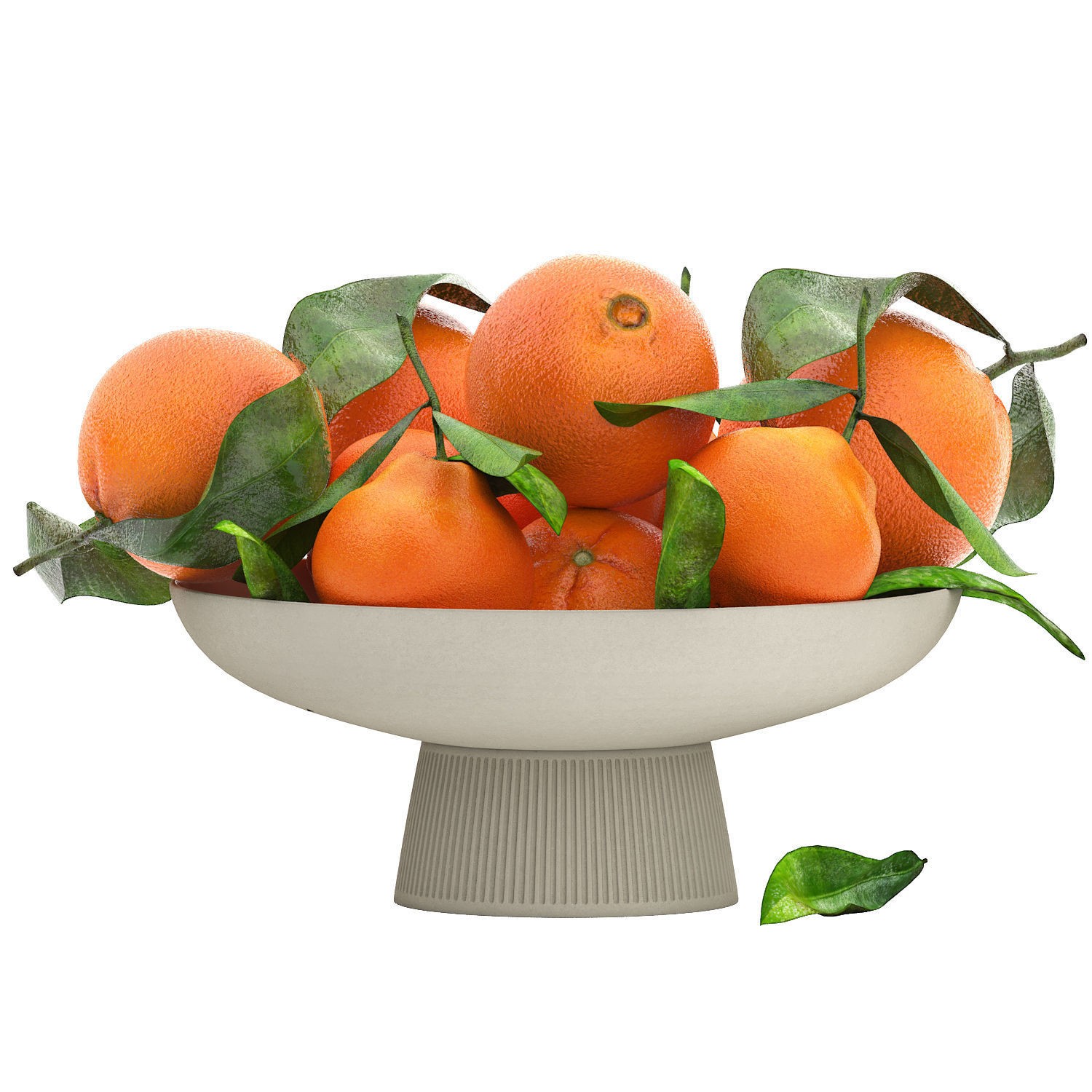 White Bowl of Oranges 3D Model – Realistic Fruit Asset, FBX, OBJ - View 3