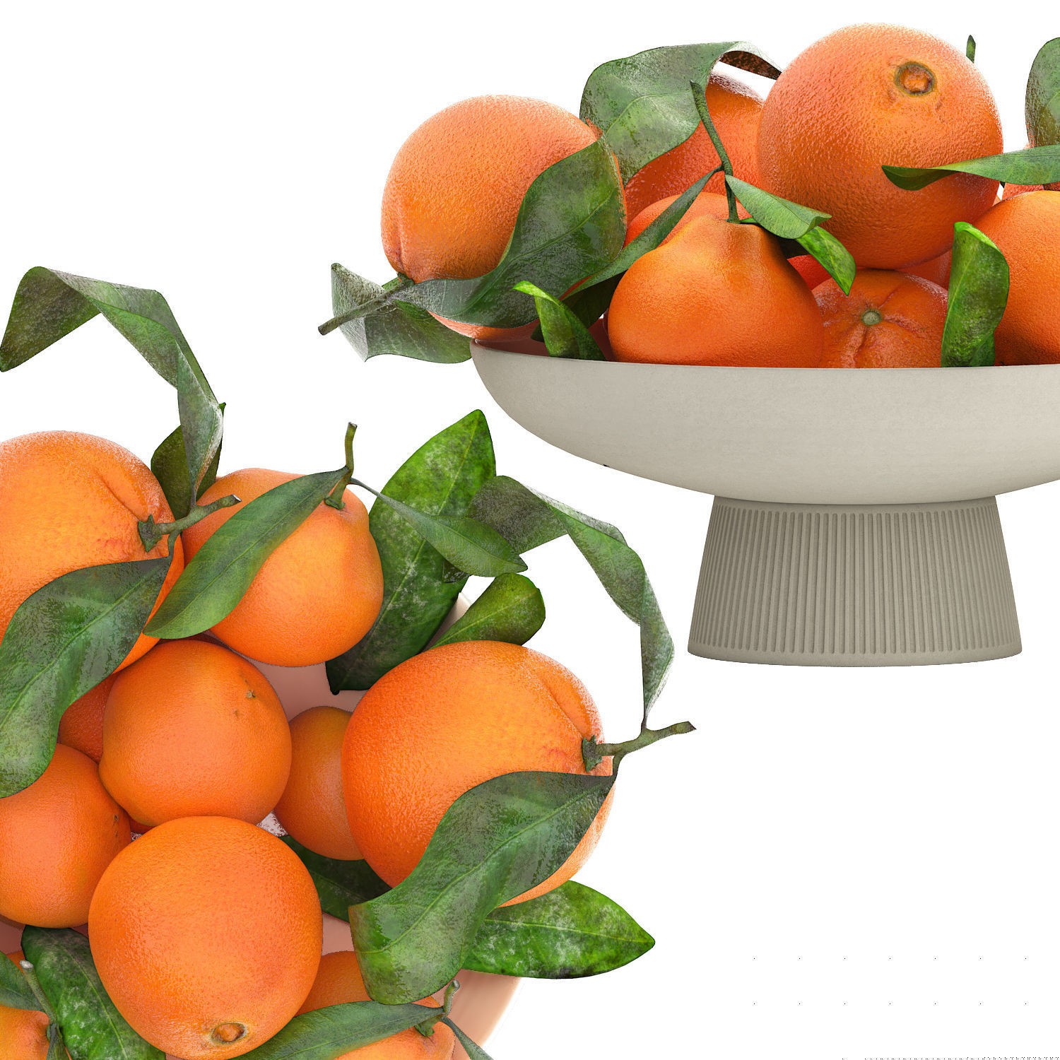 White Bowl of Oranges 3D Model – Realistic Fruit Asset, FBX, OBJ - View 5