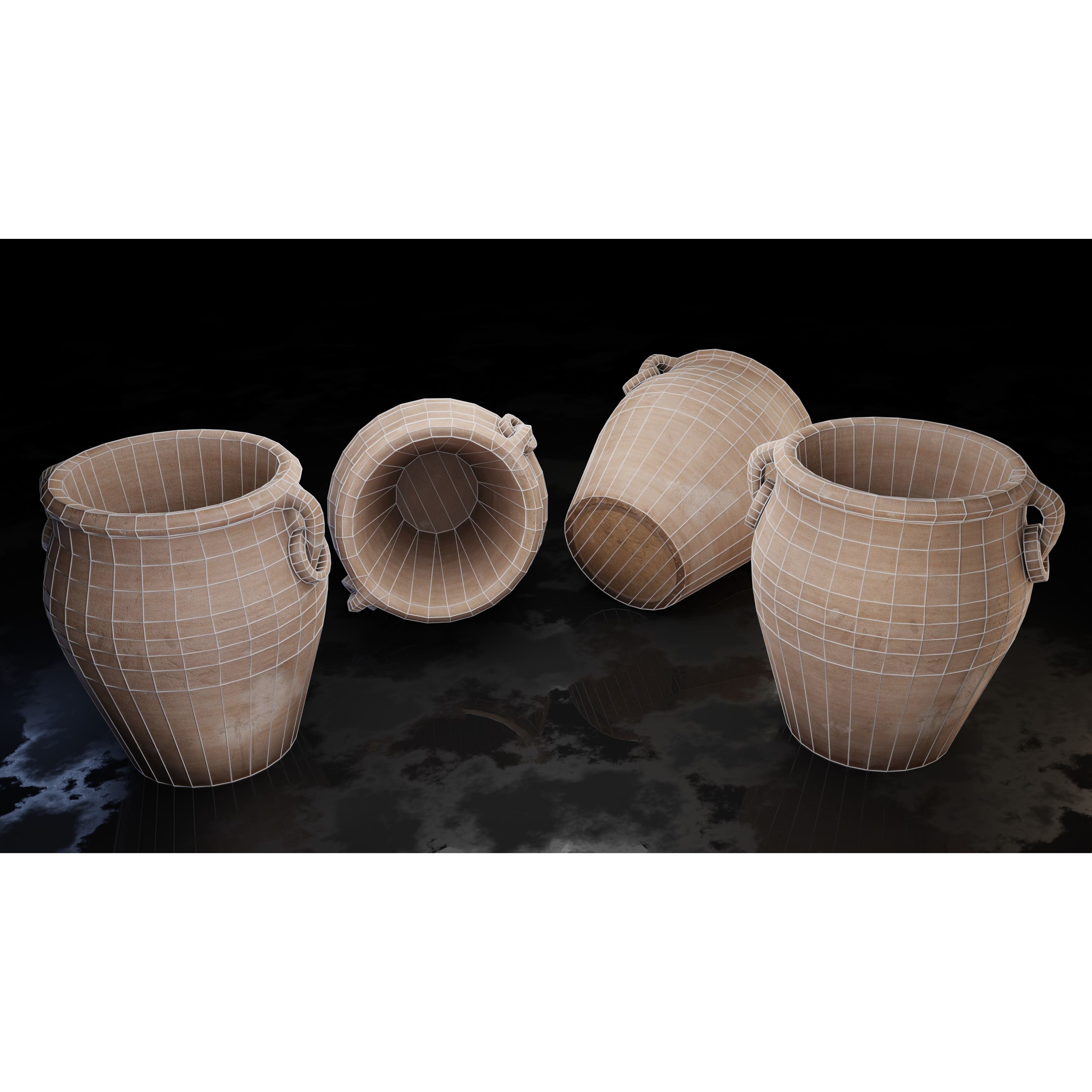 Clay Jars and Hanging Jugs Pack - Low-Poly Game-Ready 3D Model - View 10