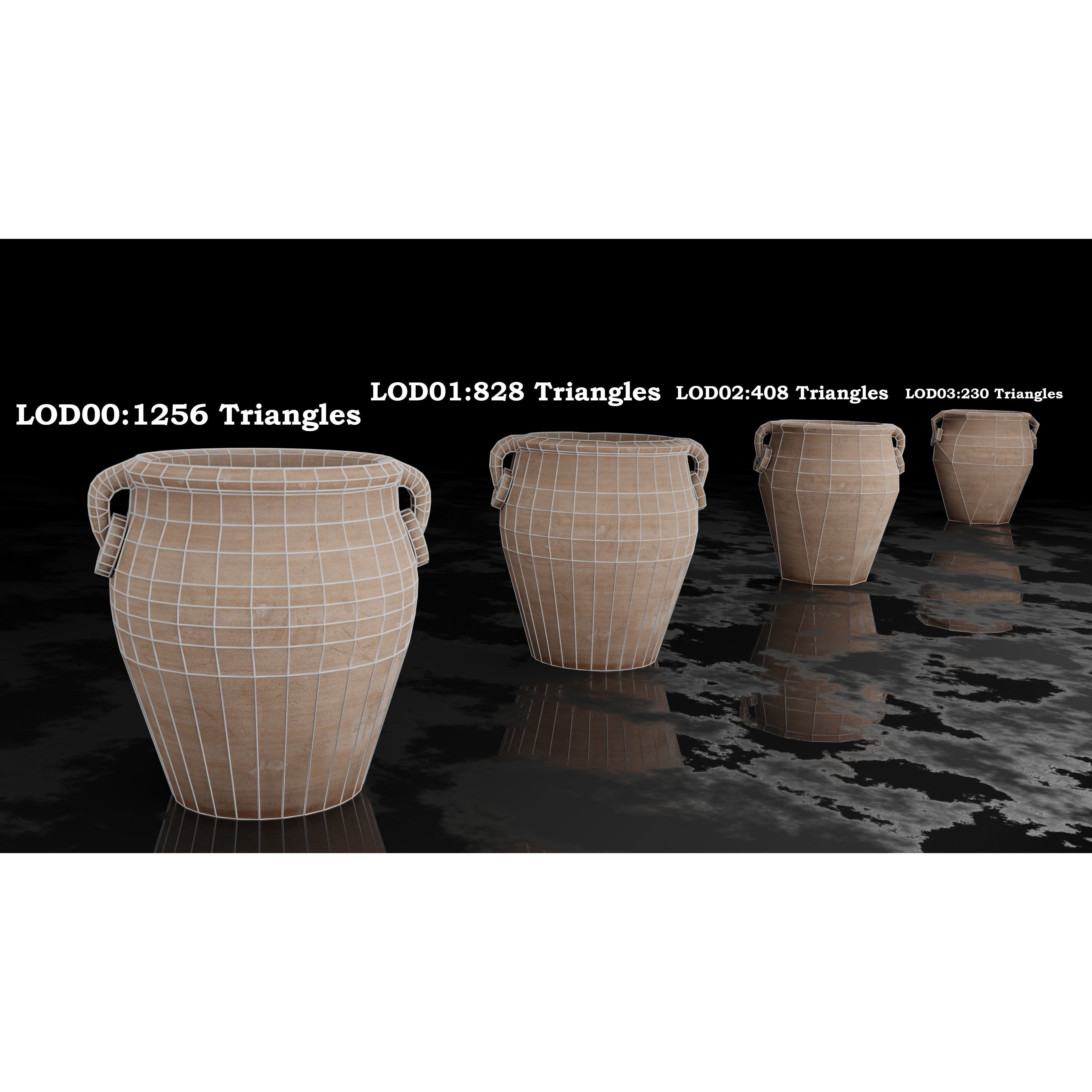 Clay Jars and Hanging Jugs Pack - Low-Poly Game-Ready 3D Model - View 11