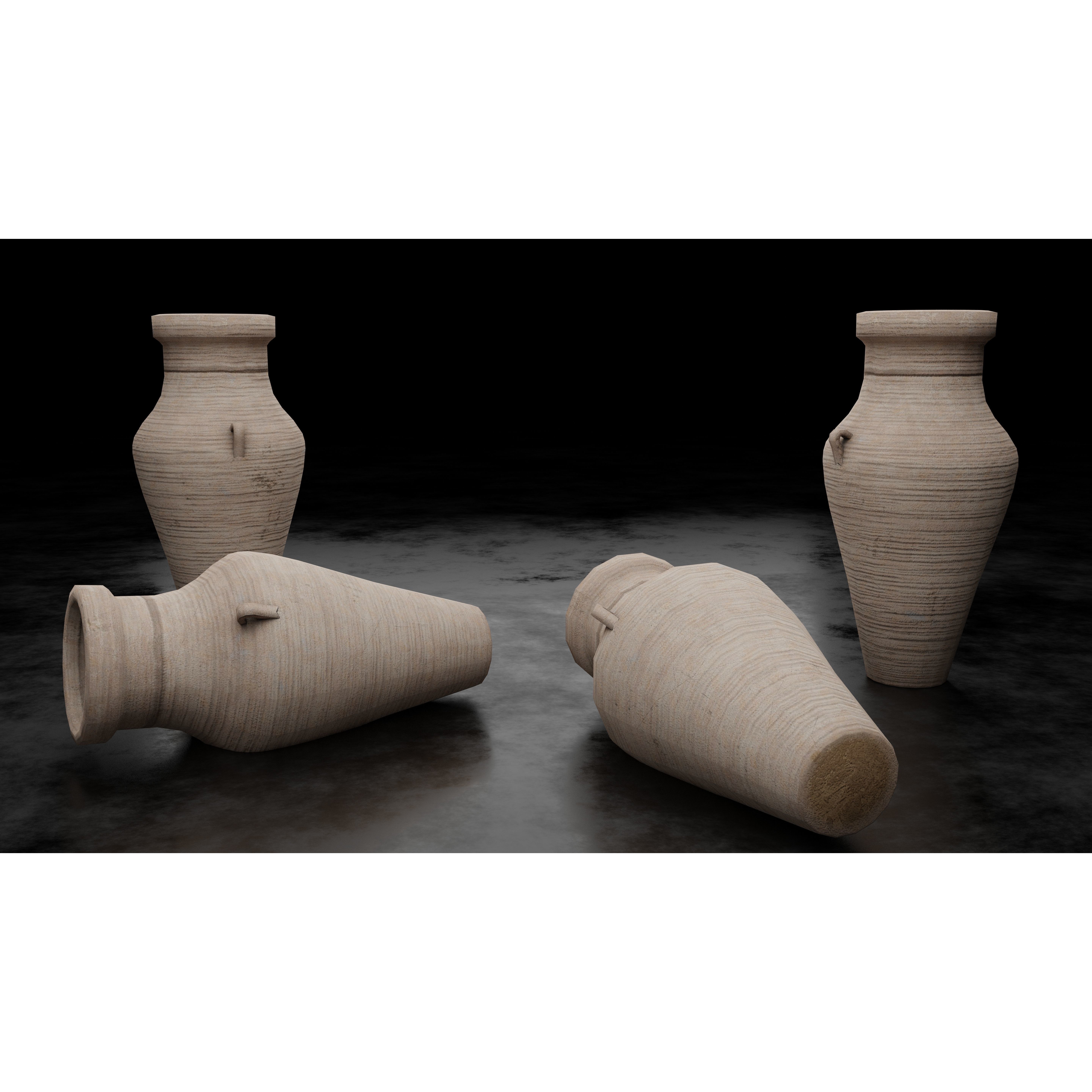 Clay Jars and Hanging Jugs Pack - Low-Poly Game-Ready 3D Model - View 12