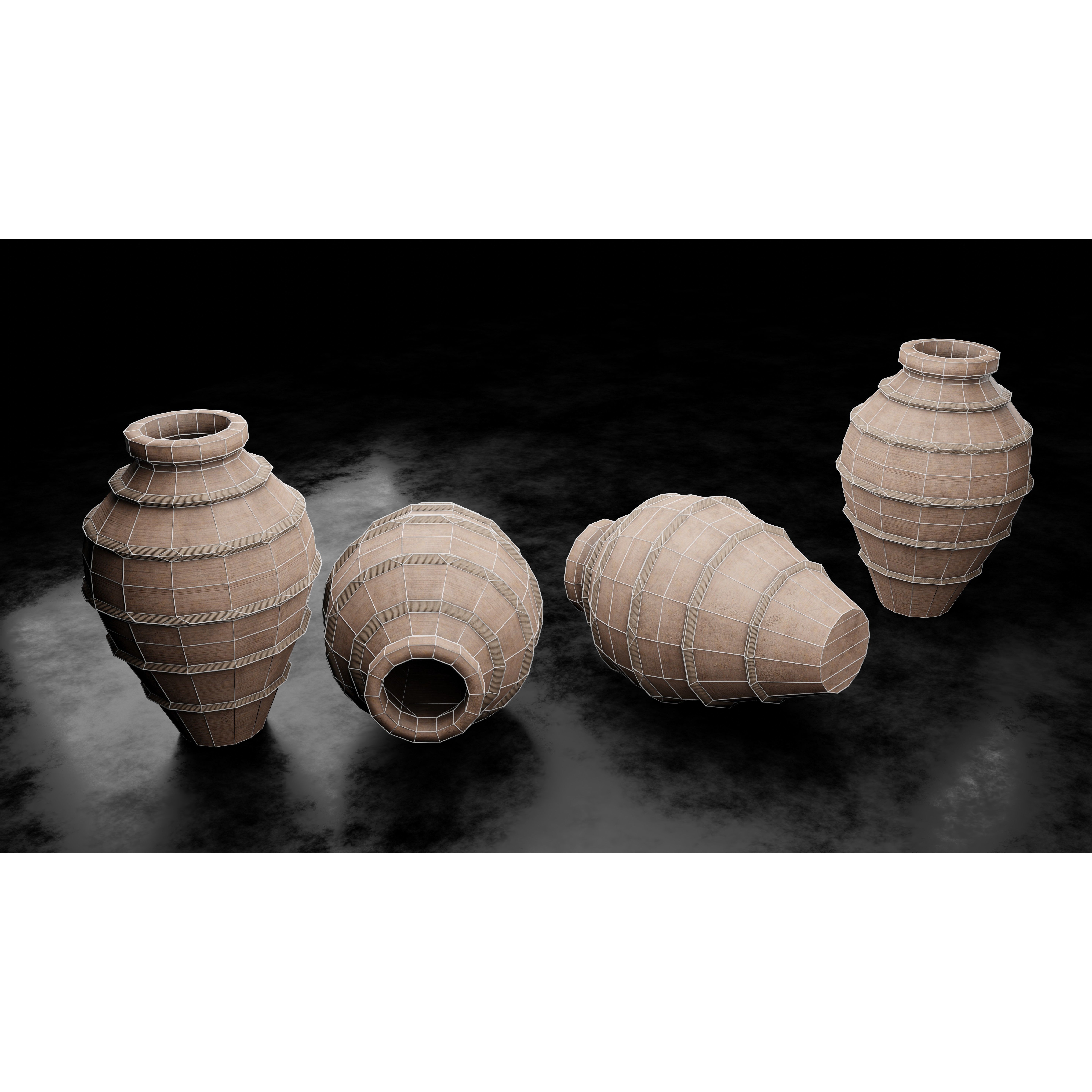 Clay Jars and Hanging Jugs Pack - Low-Poly Game-Ready 3D Model - View 21