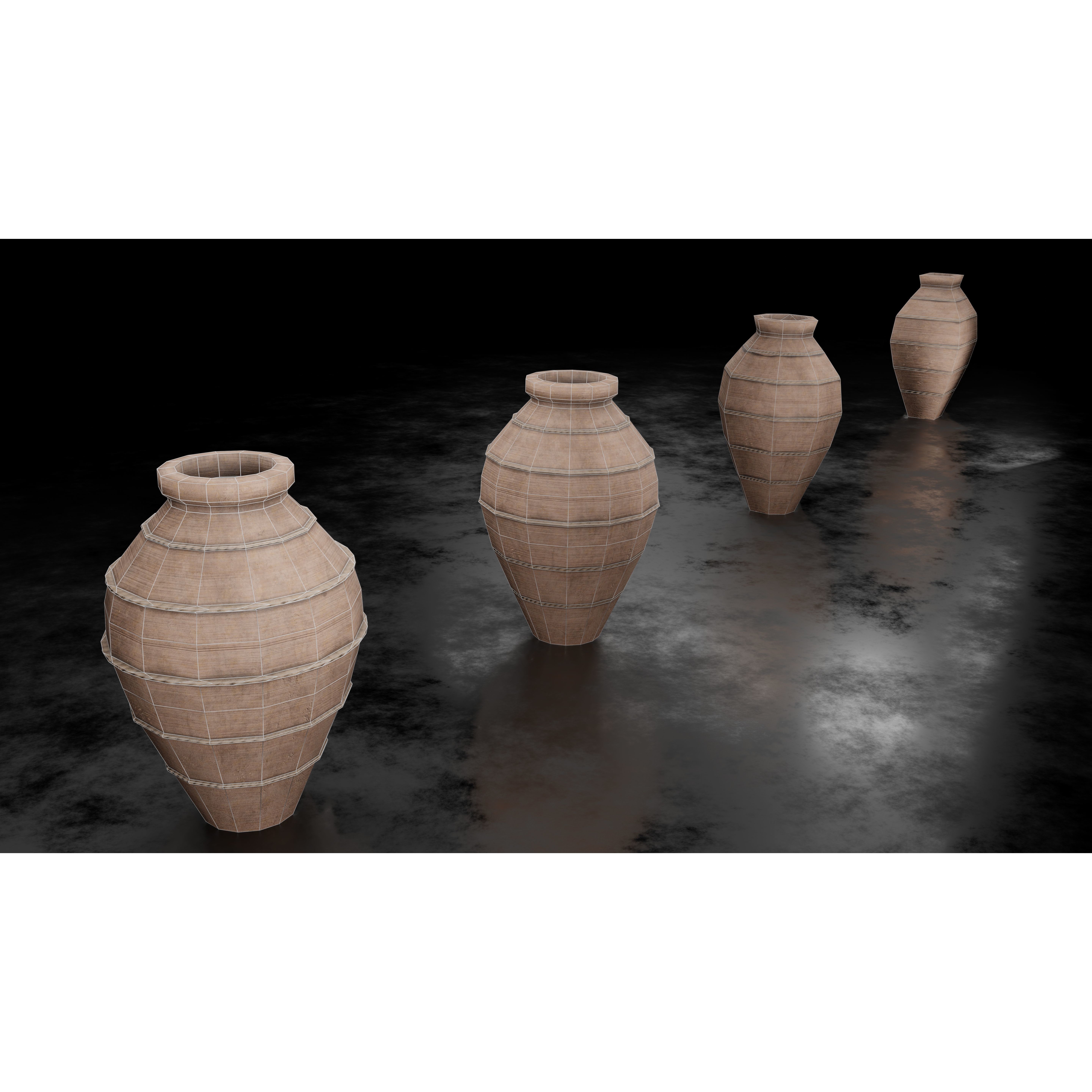 Clay Jars and Hanging Jugs Pack - Low-Poly Game-Ready 3D Model - View 22