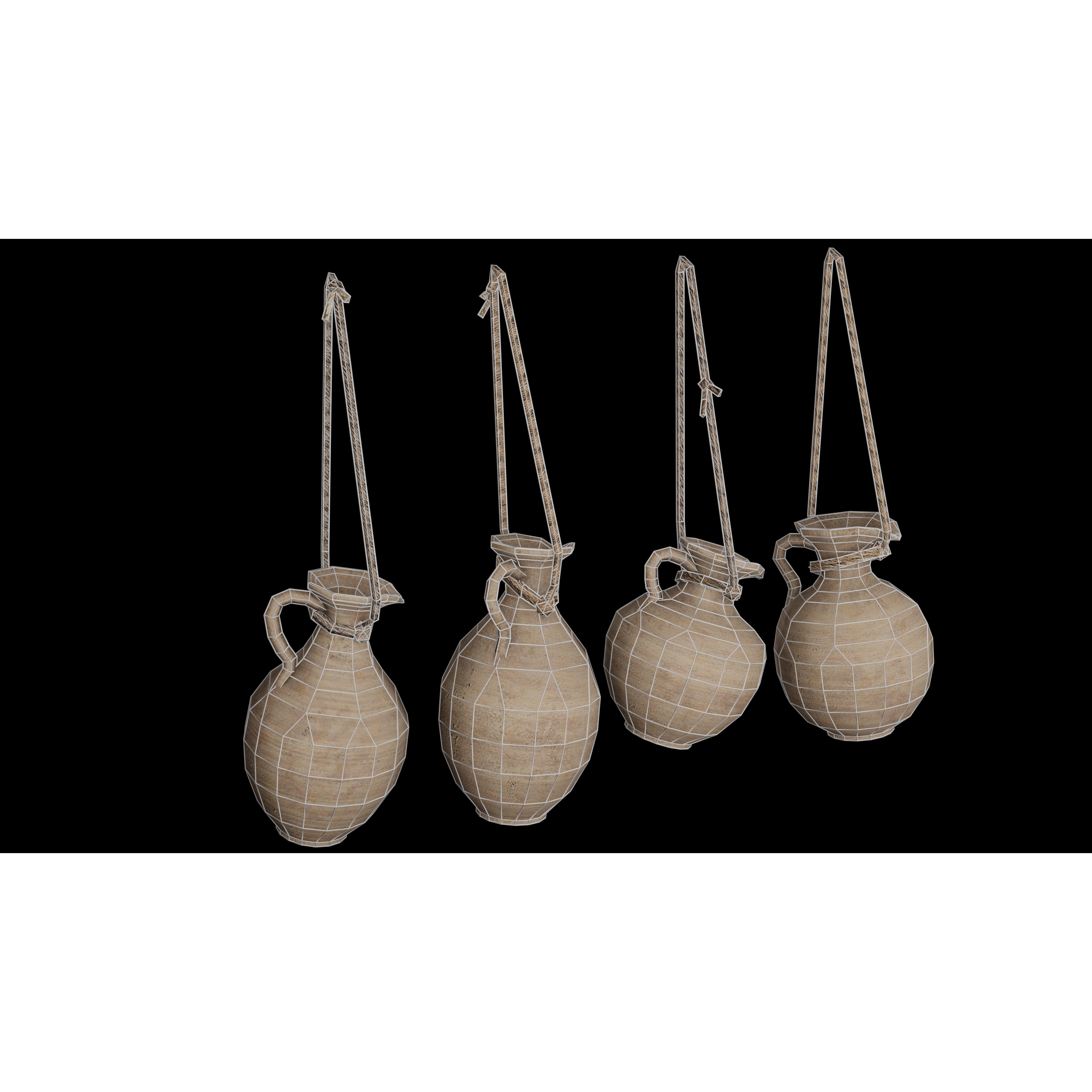Clay Jars and Hanging Jugs Pack - Low-Poly Game-Ready 3D Model - View 26