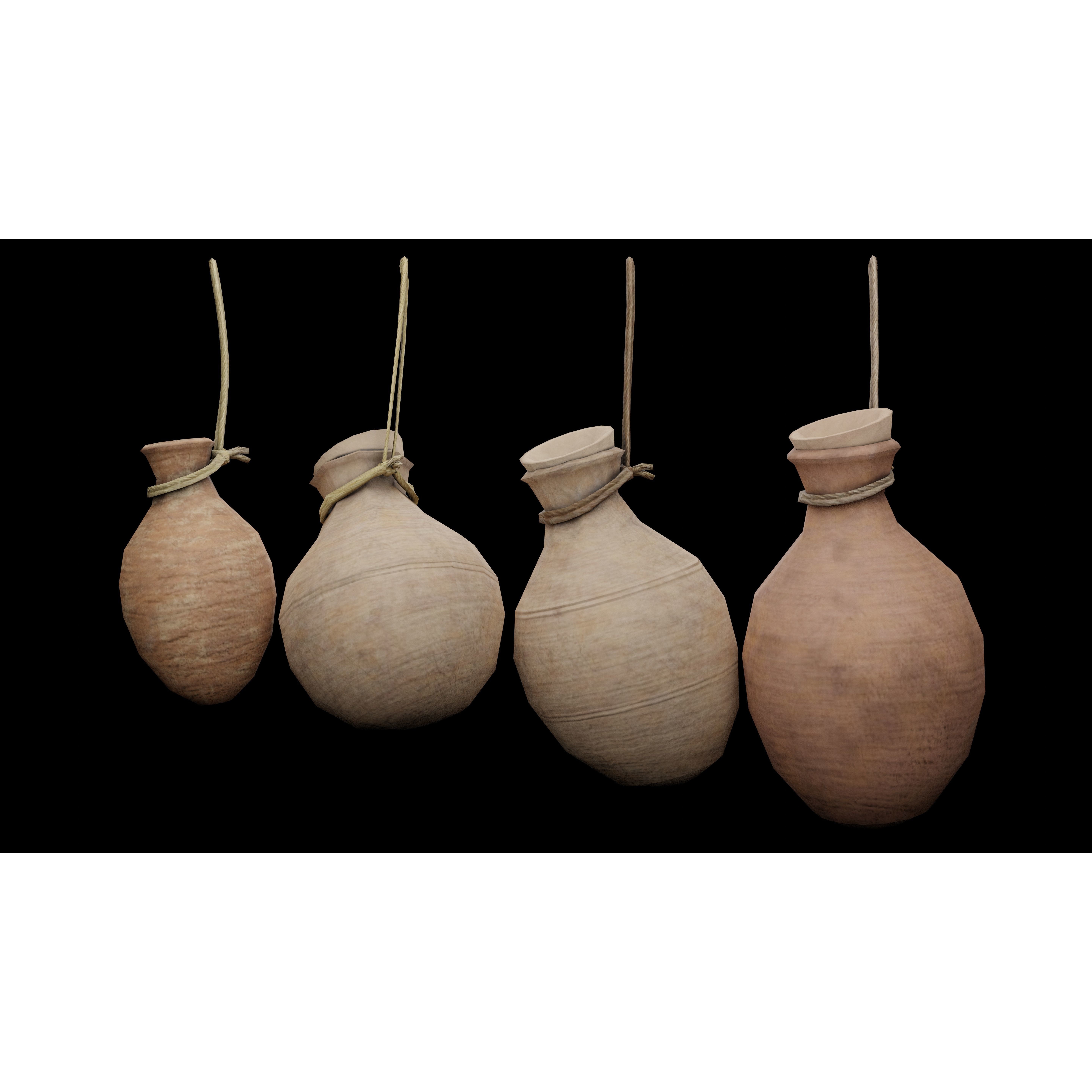 Clay Jars and Hanging Jugs Pack - Low-Poly Game-Ready 3D Model - View 28