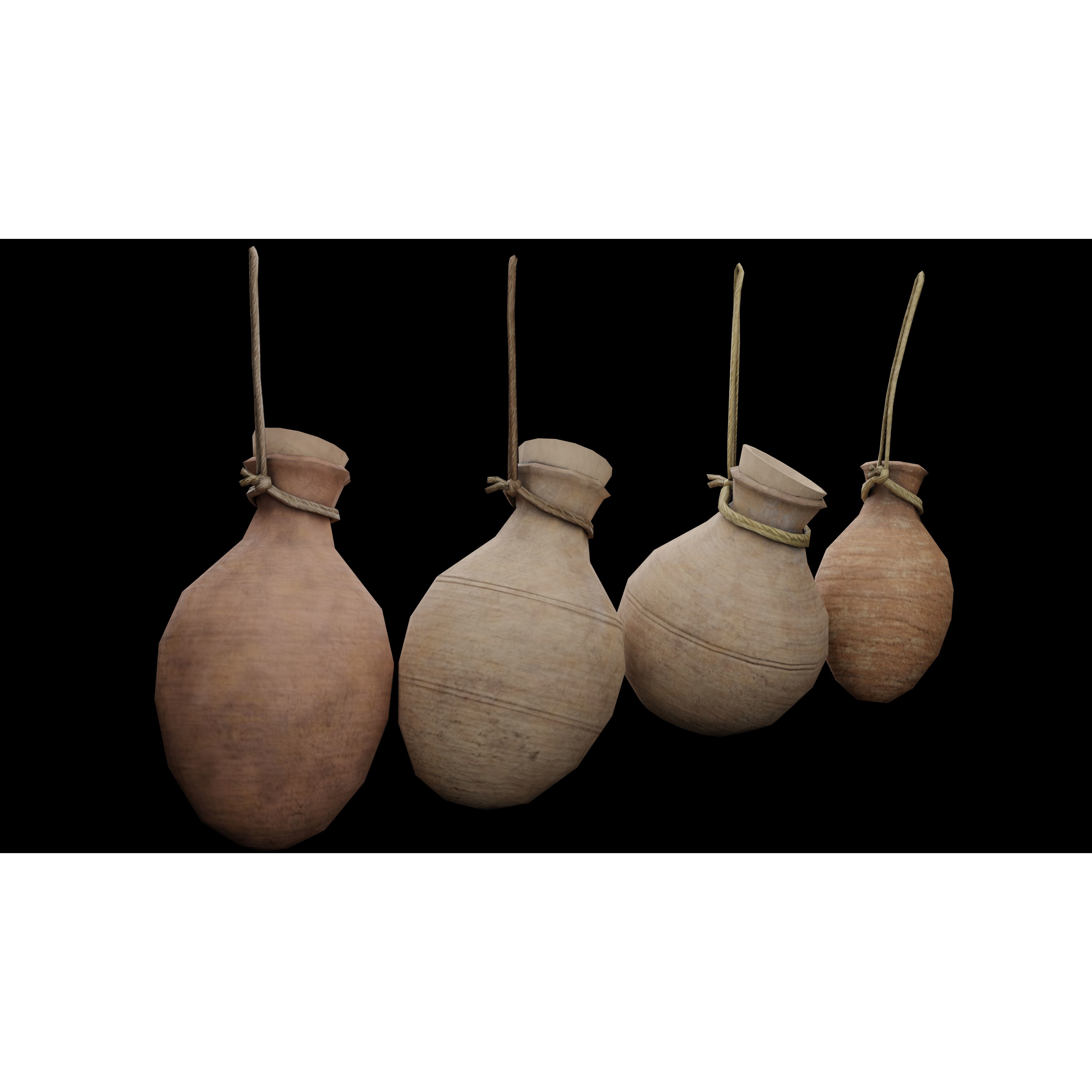 Clay Jars and Hanging Jugs Pack - Low-Poly Game-Ready 3D Model - View 29