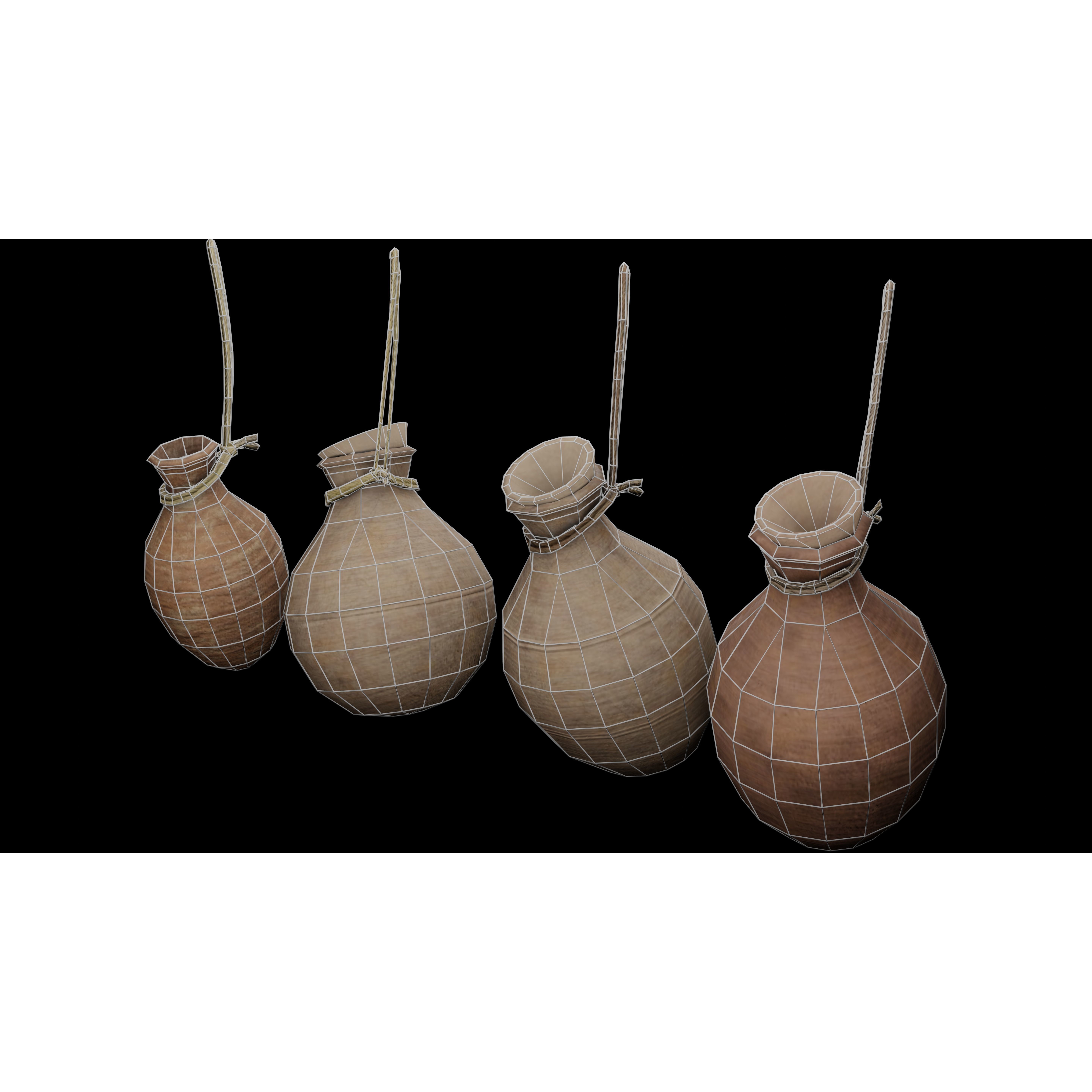 Clay Jars and Hanging Jugs Pack - Low-Poly Game-Ready 3D Model - View 30